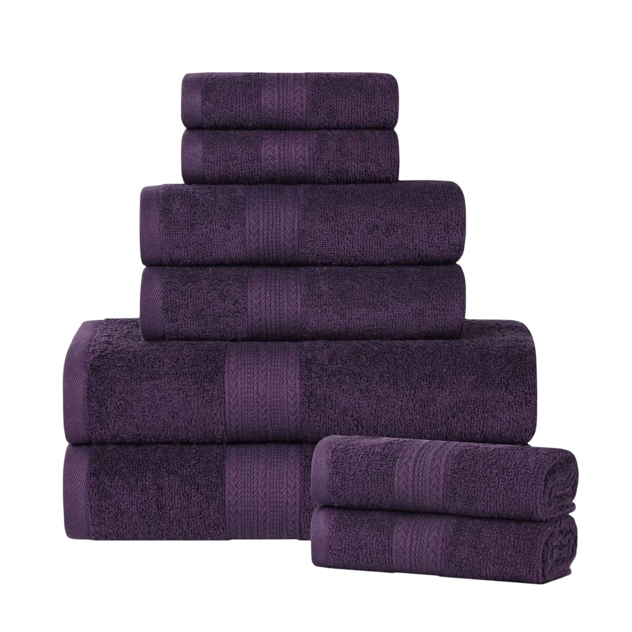 Slickblue 8-Piece Ringspun Cotton Terry Bath Towel Set for Bathroom Guest Room Apartment and Dorm Multiple Color Options