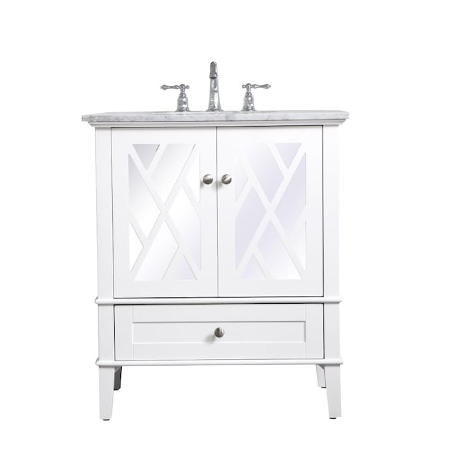 Elegant Decor First Impressions 30 In, White Vanity With Marble Top