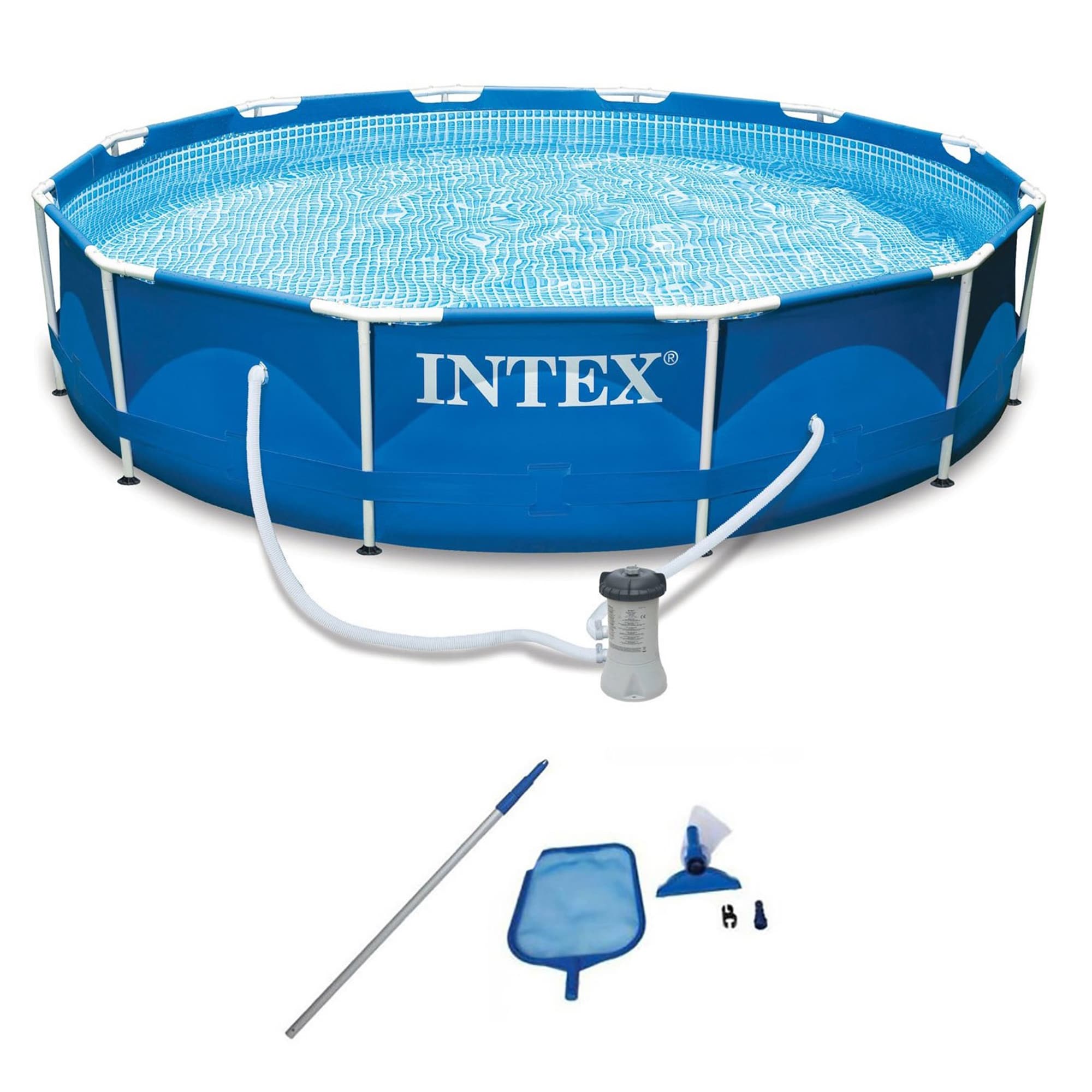 Intex 175523 12-Feet x 12-Feet x 30-Inches Metal frame Round Above-Ground Pool with Filter Pump