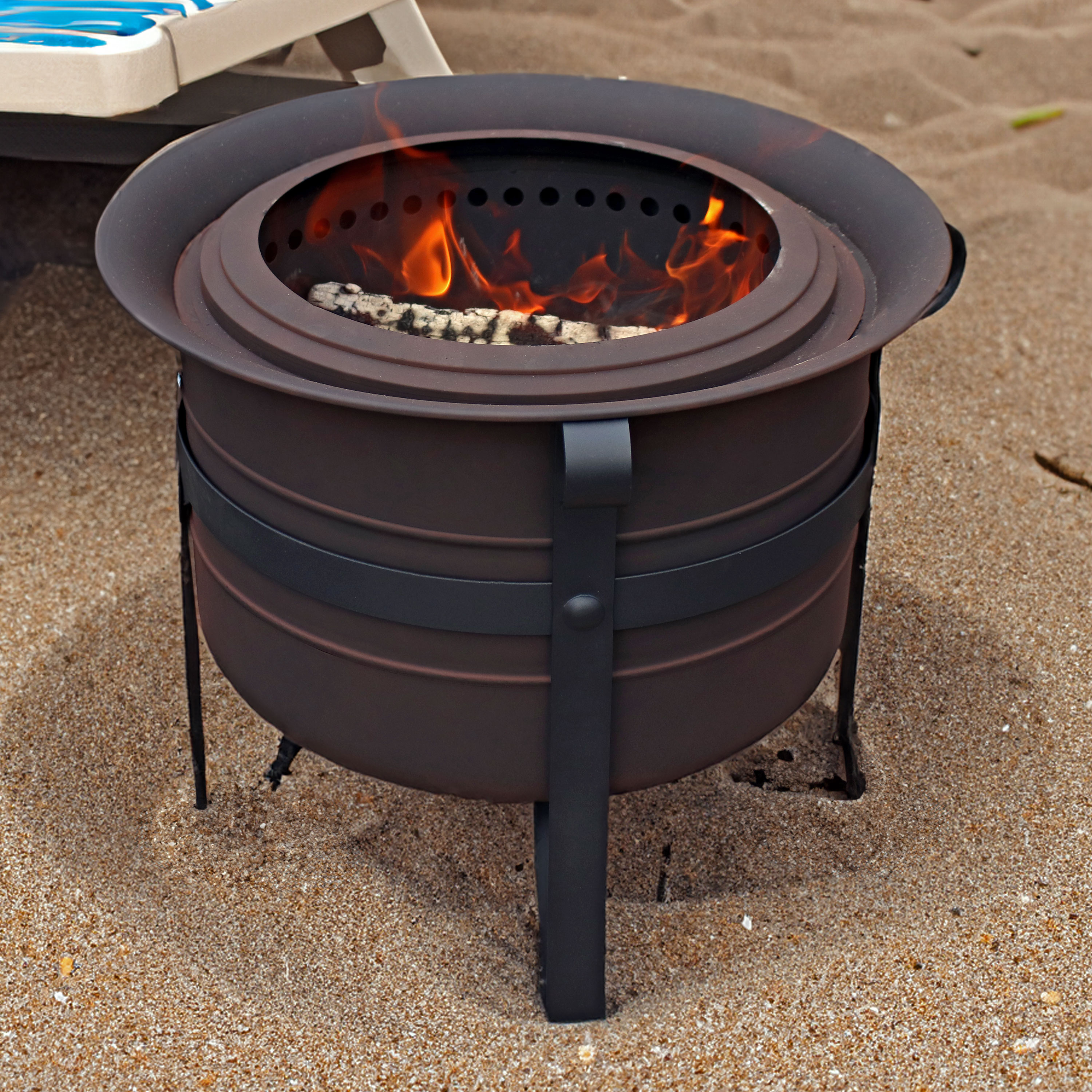 Sunnydaze Decor NB-052 23-in W Bronze Steel Wood-Burning Fire Pit