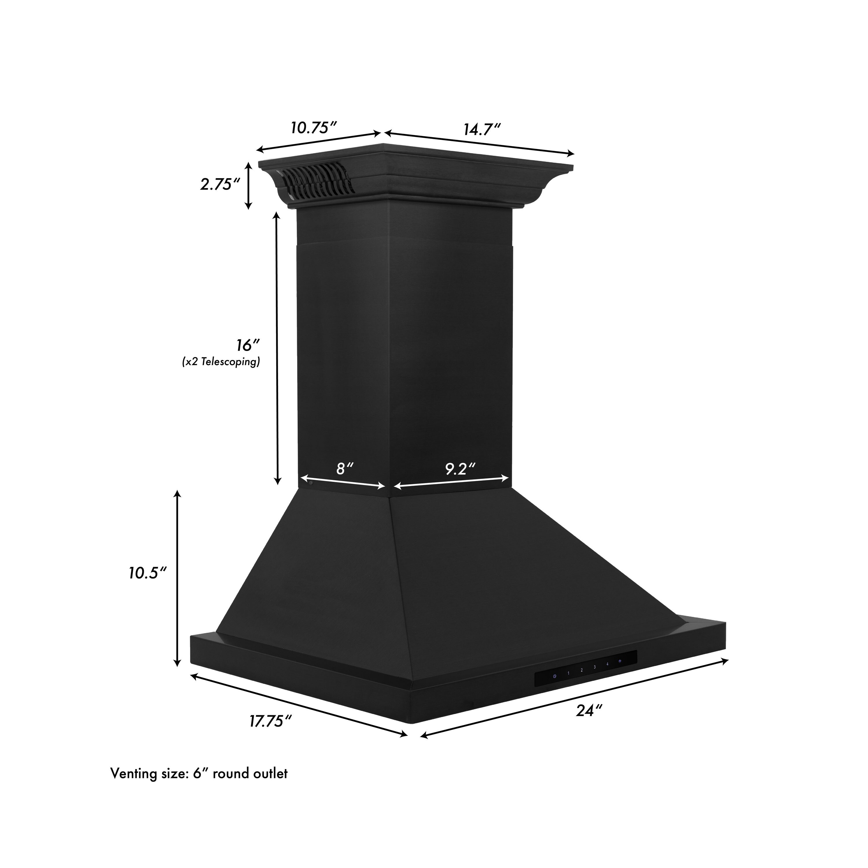 ZLINE KITCHEN & BATH Wall Mount Range Hood 24-in 400-CFM Ducted Black ...