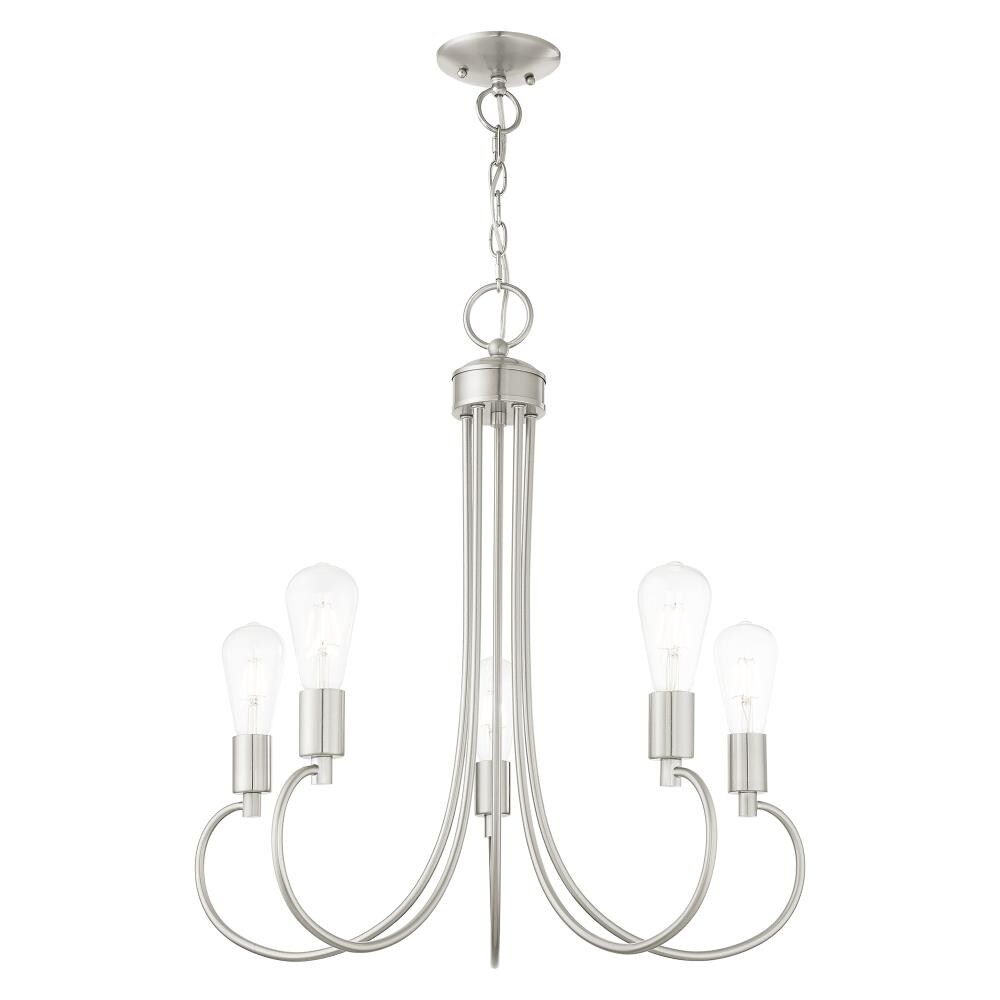 Elegant Brushed Nickel 5-Light Chandelier with Crystal Accents