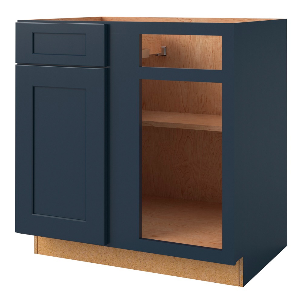 allen + roth 23395NV Port 33-in W x 34.5-in H x 24-in D Navy Blind Blind Corner base Fully assembled Cabinet (Flat Panel Shaker)
