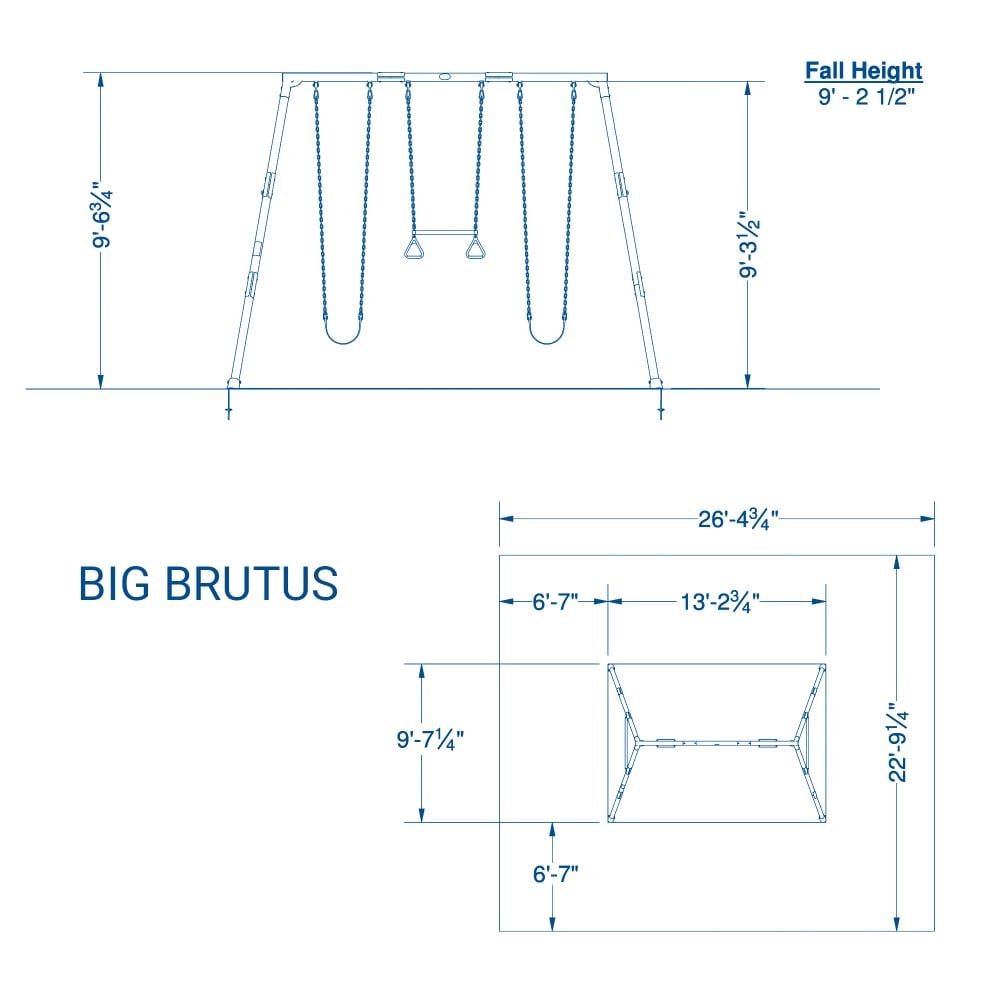 Backyard Discovery Big Brutus Metal Swing Set Residential 3-Swings ...