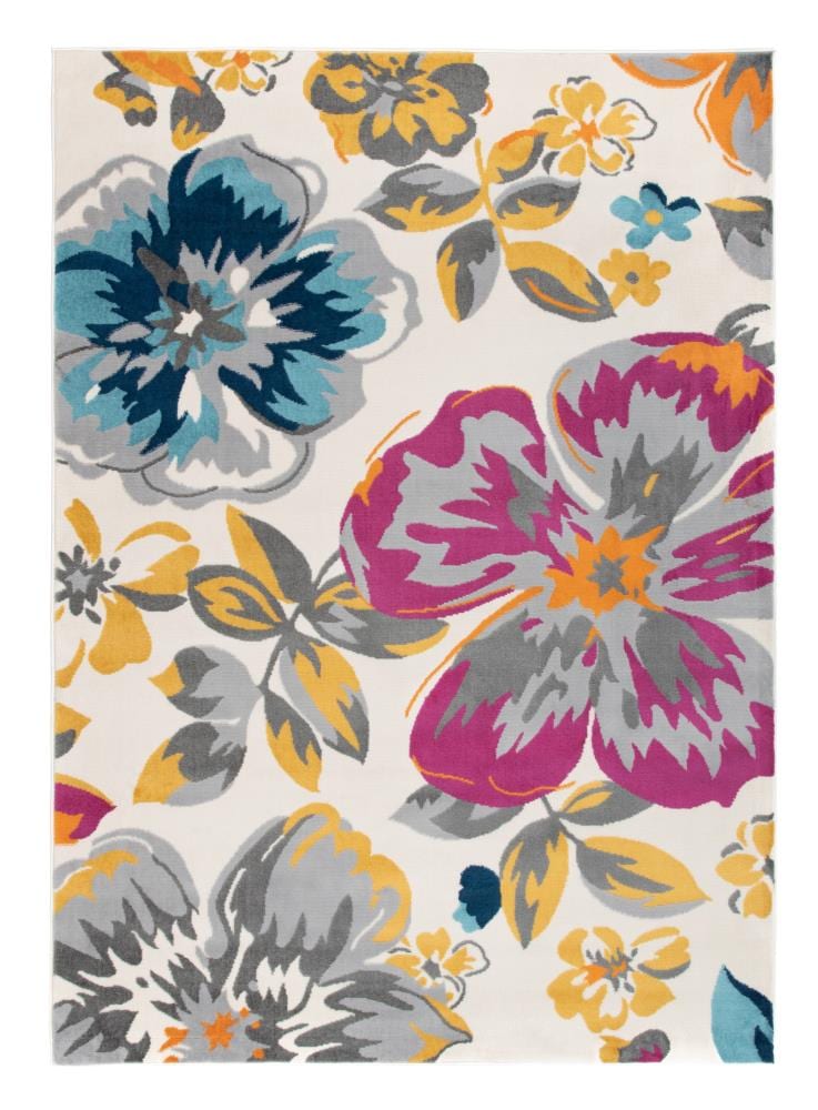 World Rug Gallery 9098GRAY9X12 Hudson 9 x 12 (ft) Loomed Polypropylene Gray Rectangular Indoor Floral/Botanical Mid-Century Modern Area rug