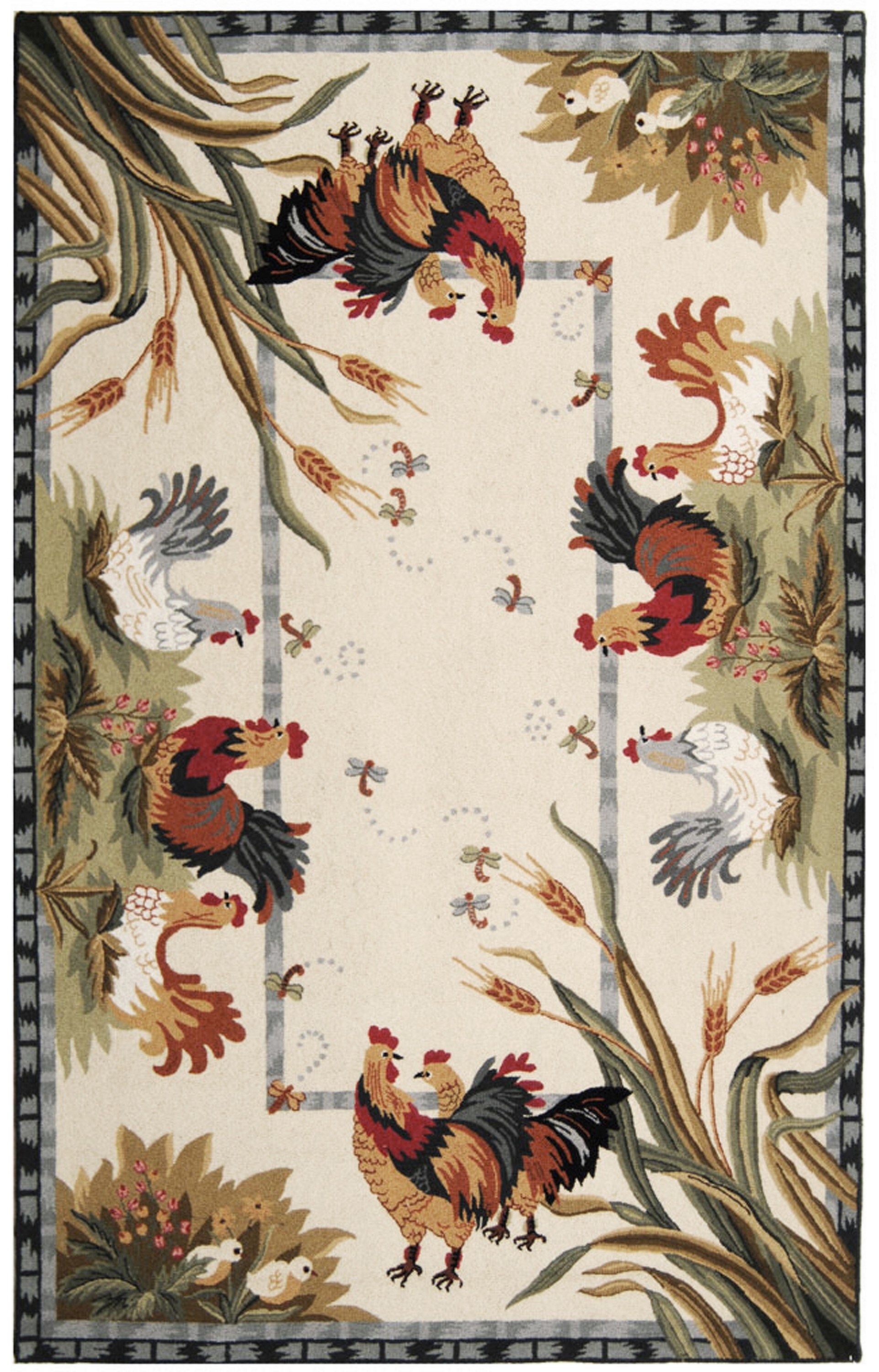 Handmade Ivory Floral Wool Rectangular Area Rug