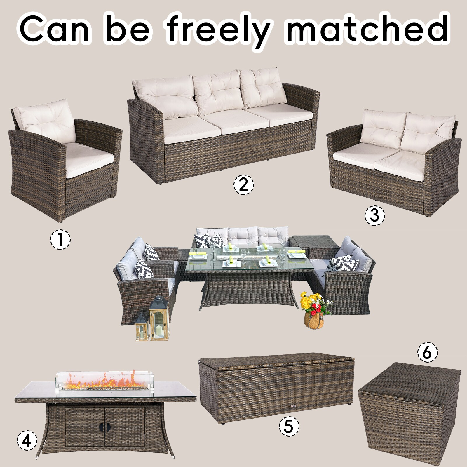 Direct Wicker DWG-1506R-BR Patio-Conversation-Sets - View #8