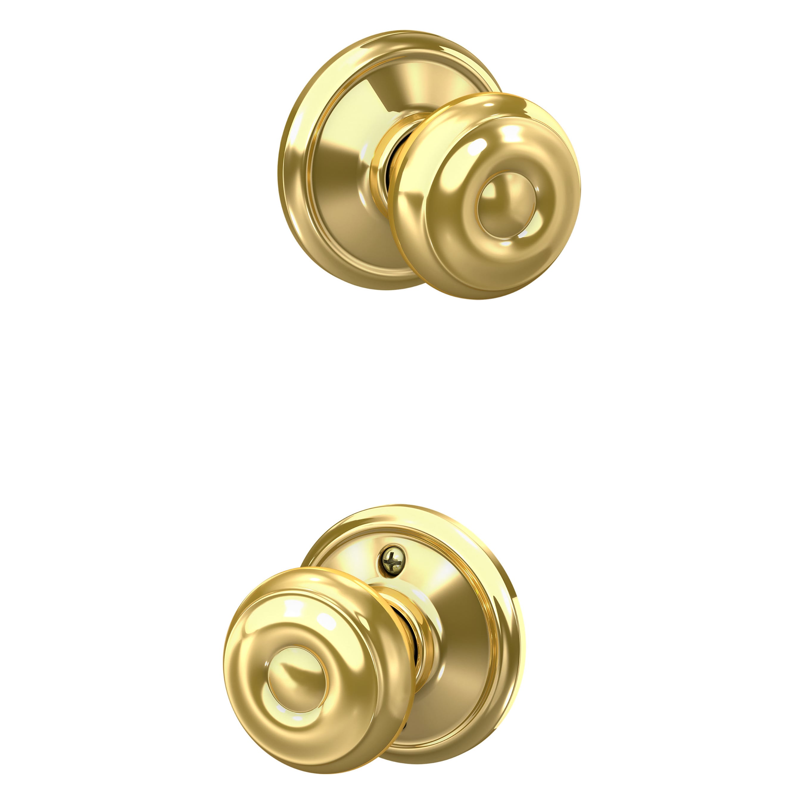 Schlage F10 V GEO 605 Georgian Bright Brass Interior Hall/Closet Passage Door Knob