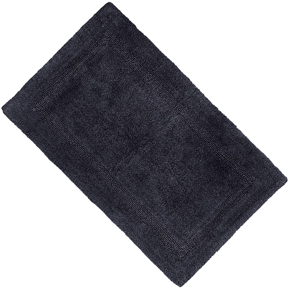 Better Trends Racine Stone Wash Bath Rug 21-in x 34-in Navy Cotton Bath Rug  in the Bathroom Rugs & Mats department at