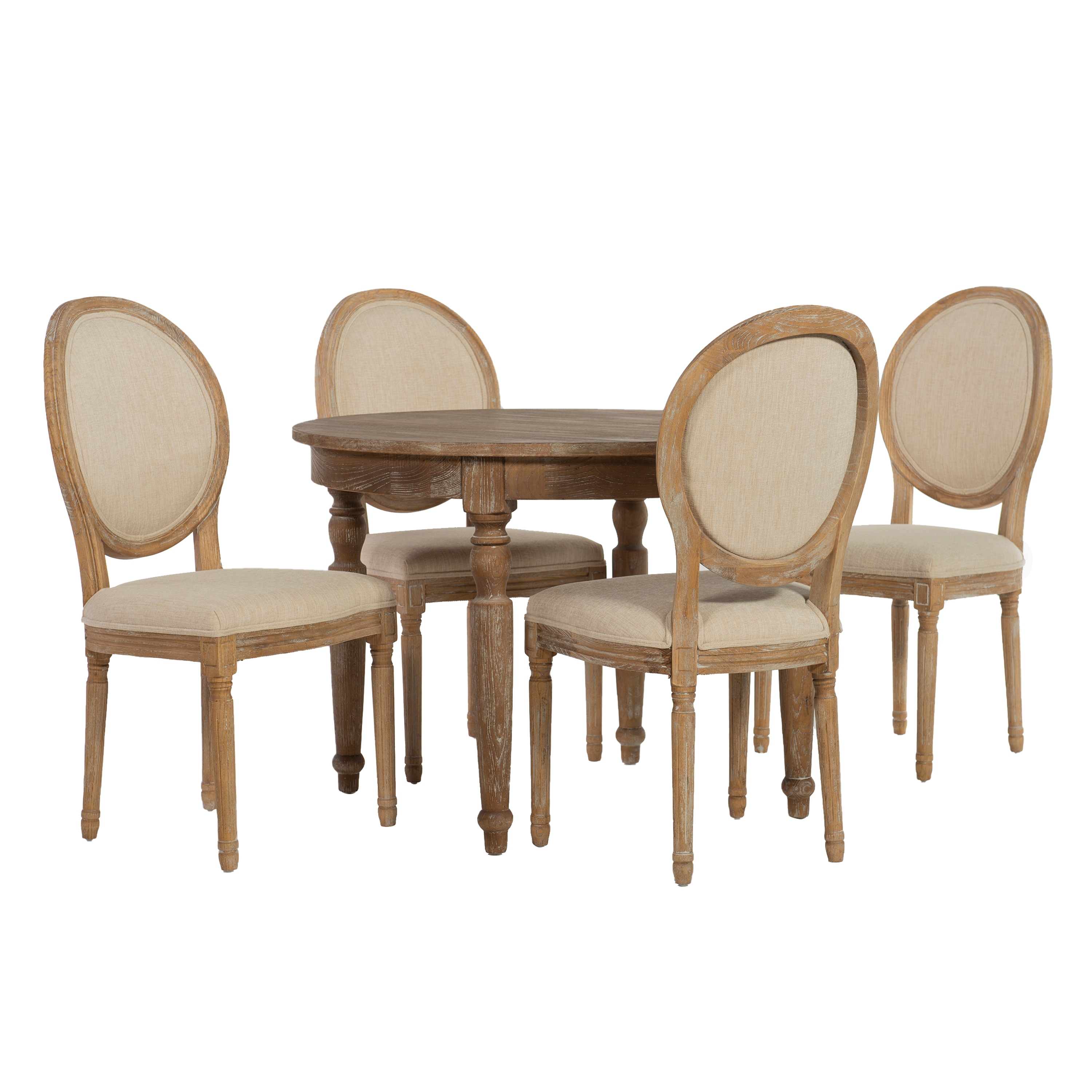 Linon LOWES2178 Natural Traditional Dining Room Set with Round Table ( Seats 4 )
