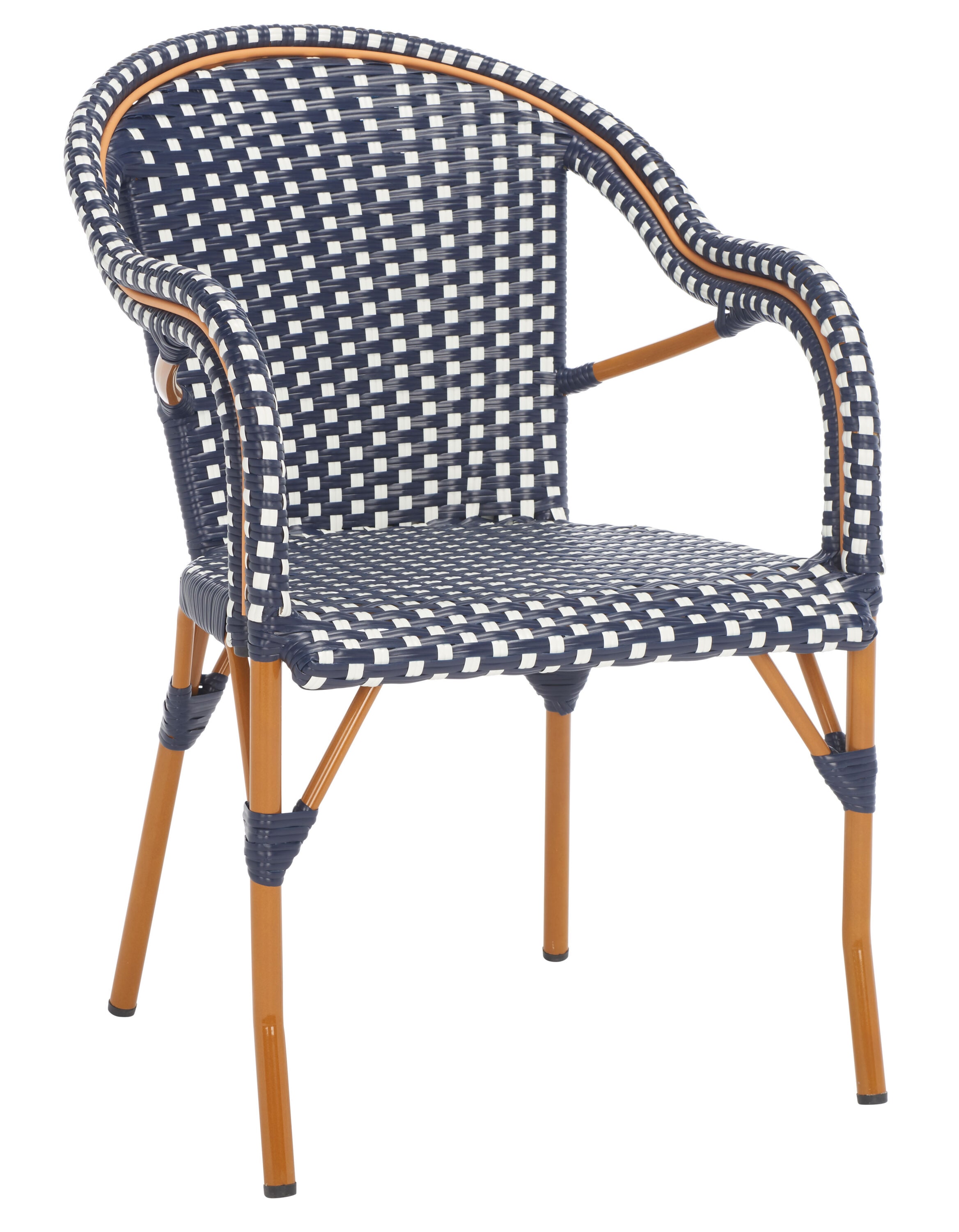Navy and White Wicker Outdoor Armchair Set of 2