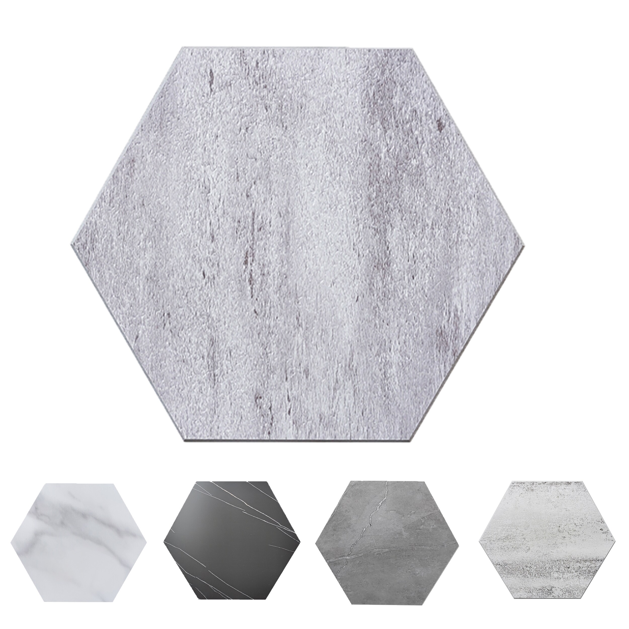 Bex 6" x 6.9" Mineral Gray Hexagon Peel & Stick Wall Tile