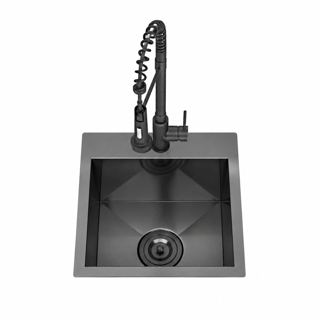 Aoibox - 15 in Dual Mount Single Bowl Matte Nano Black 18 Gauge T304 Stainless Steel Handmade Ba...