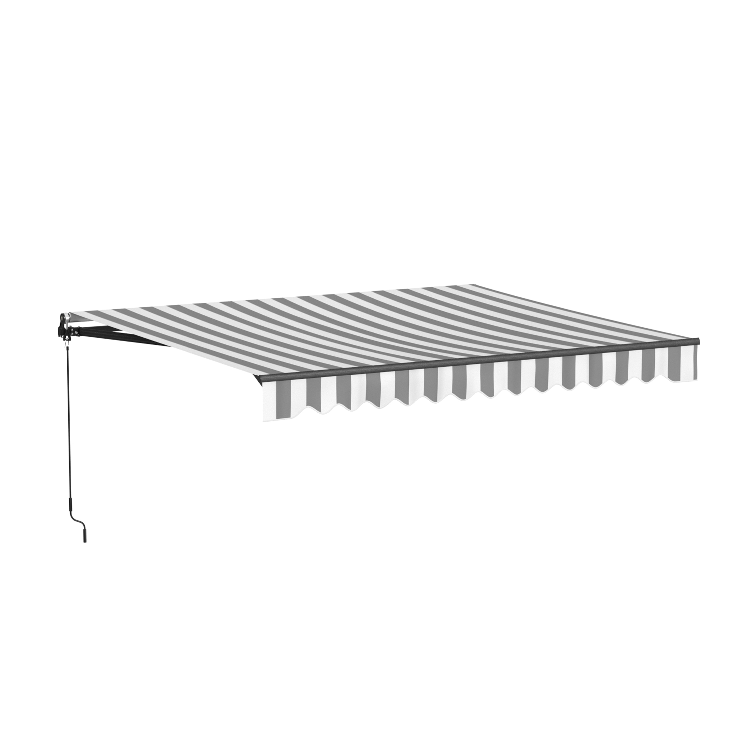 ALEKO AB13X10GREYWHT-LO 156-in Wide x 120-in Projection x 10-in Height Metal Gray / White Striped Manual Retractable Patio Awning