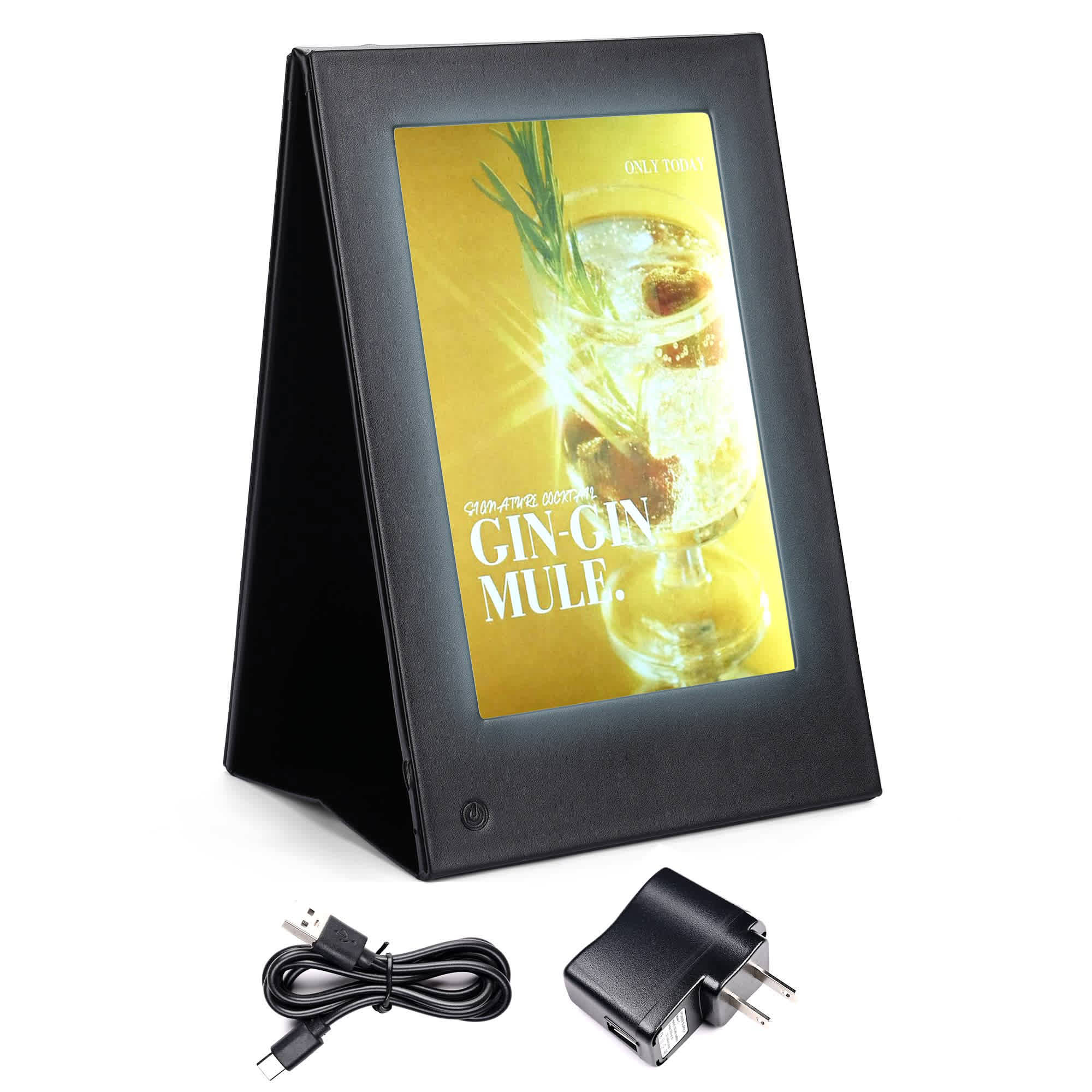 Yescom 26MNC025-T2A5-LO WeChef LED Backlit Menu Holder Cover Table Tent 2 Panel Fits A5 Size 6.3x9.4IN