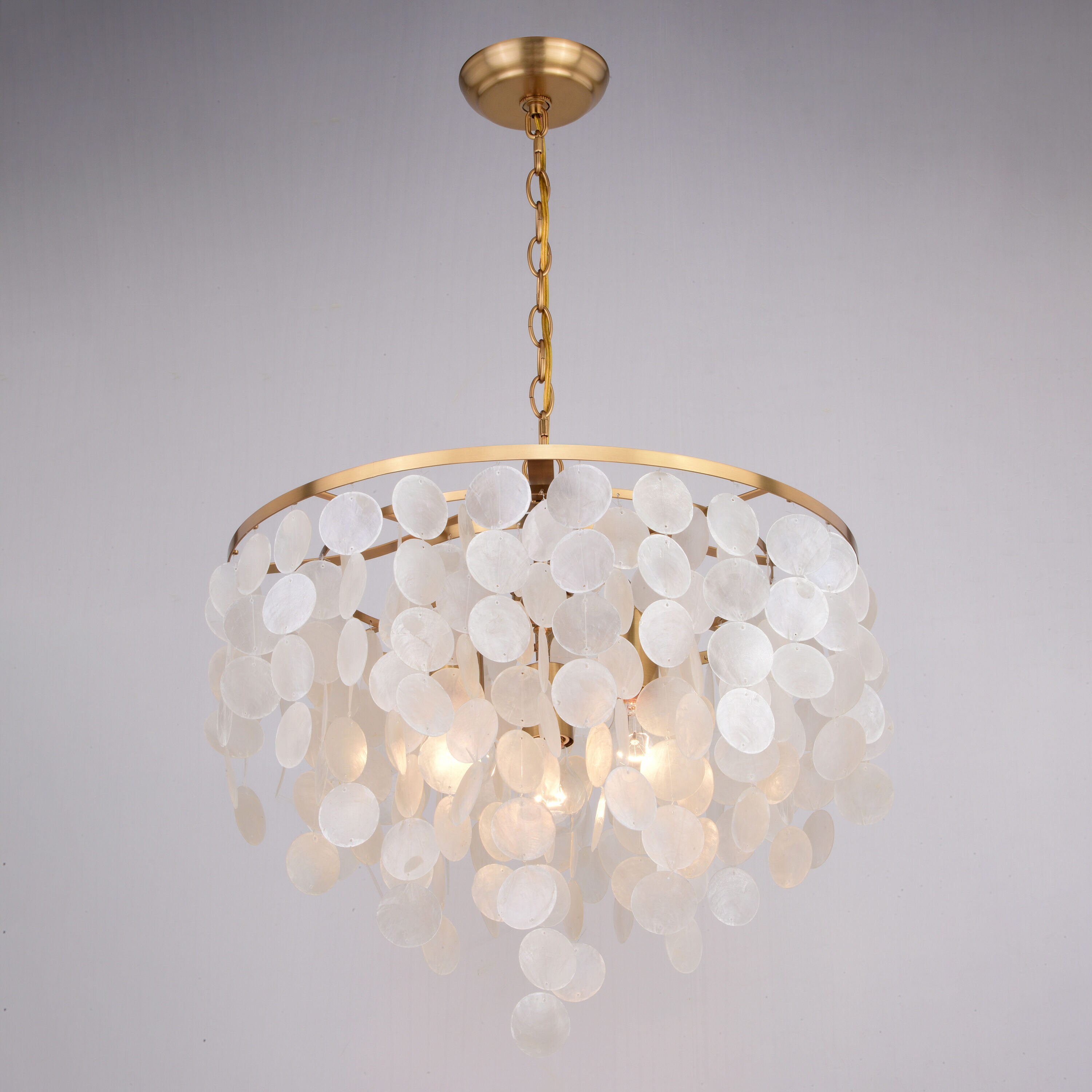Elsa 19.75" Natural Brass Capiz Shell Pendant Light