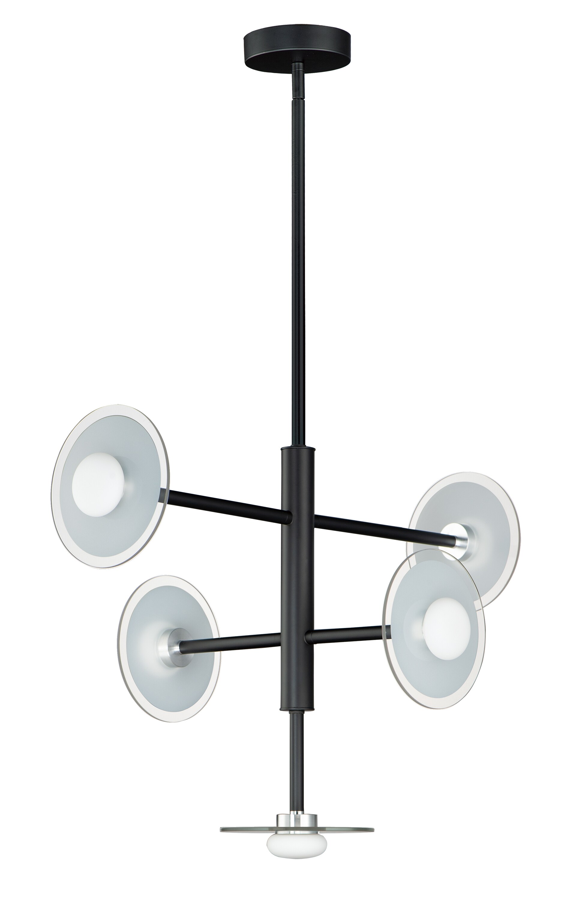 Maxim Lighting 24765FTSWBK Helio 5 -Light Black Transitional Frosted glass Sputnik Integrated LED Large (larger than 22 inches) Hanging Pendant light