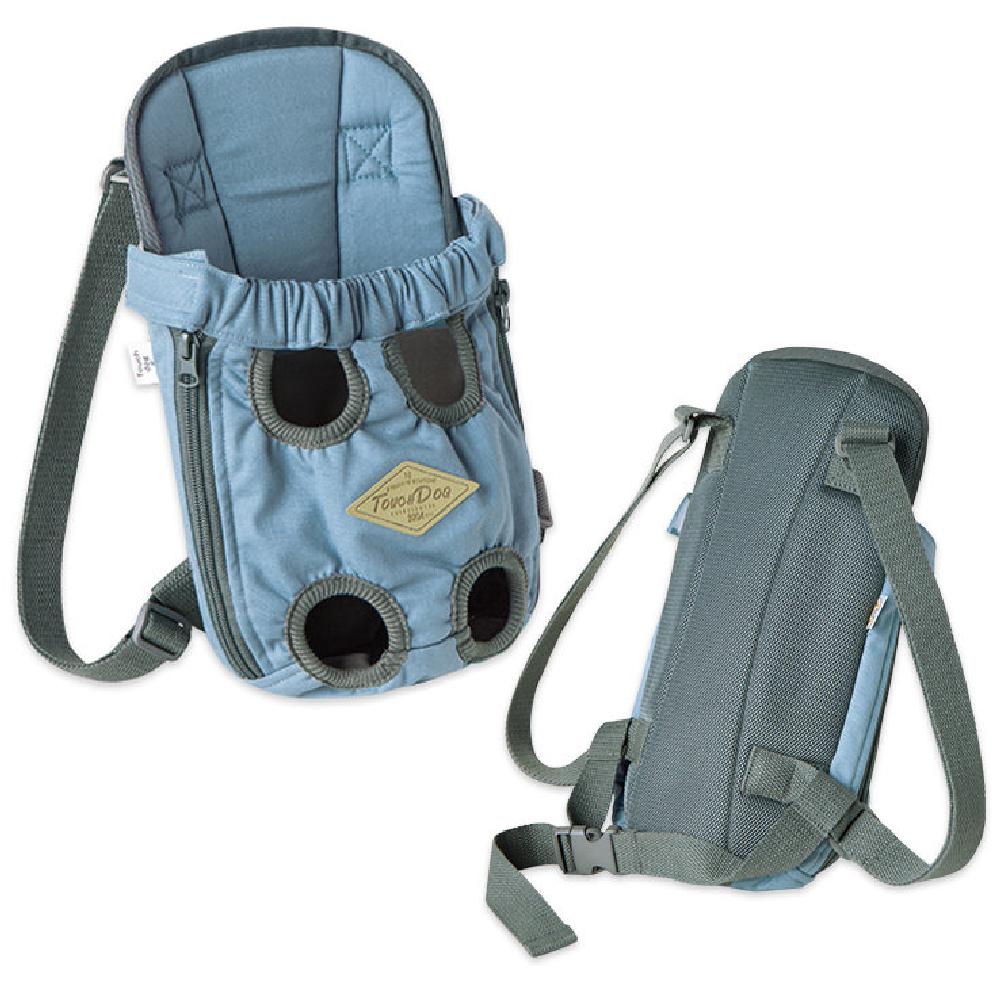 Touchdog B103BLSM 6-Inches x 7.5-Inches x 12.8-Inches Blue Collapsible Cotton Extra small Dog/Cat Backpack