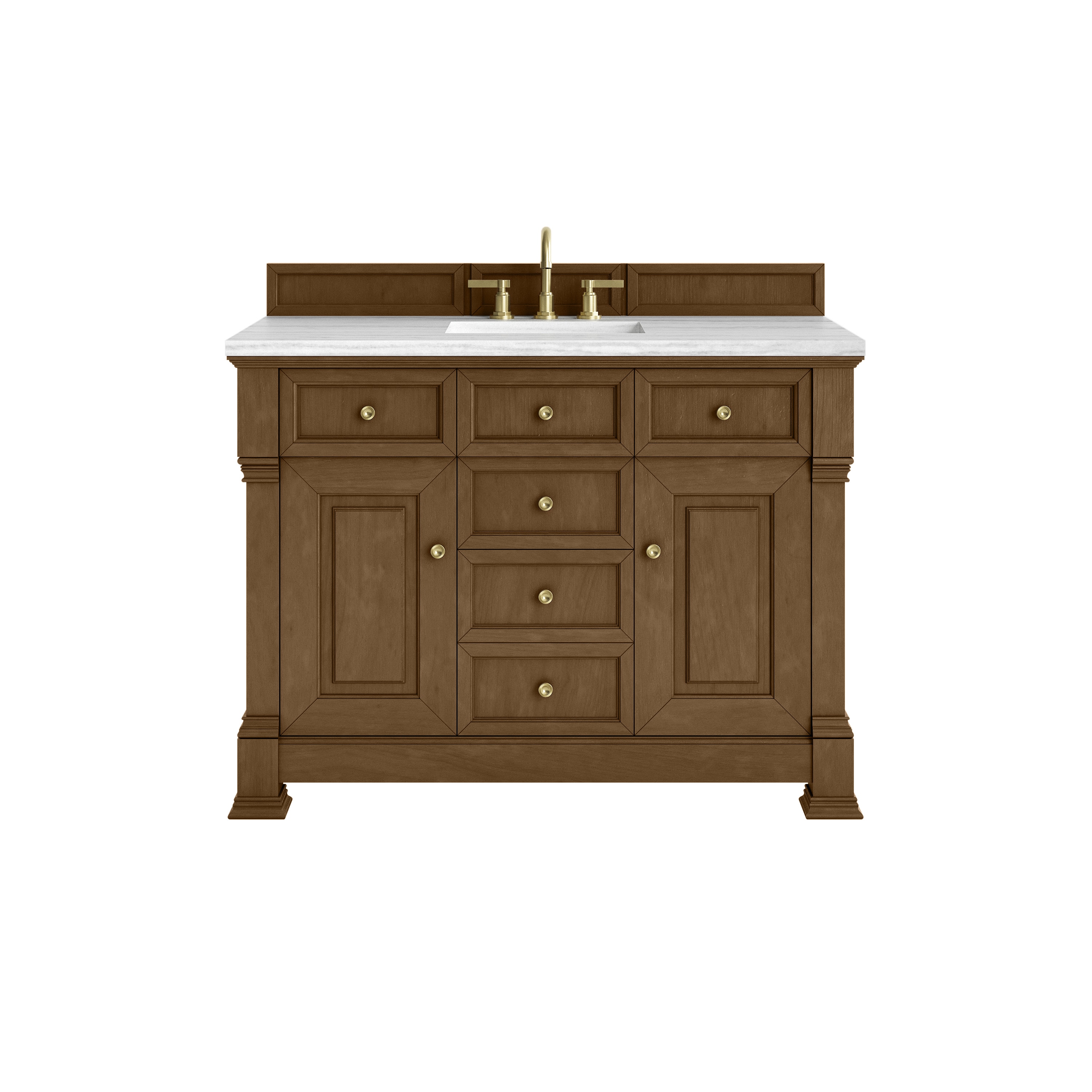 James Martin Vanities 547-V48-HNO-3AF Brookfield 48-in Honey Oak Undermount Single Sink Bathroom Vanity with Arctic Fall Solid Surface Top