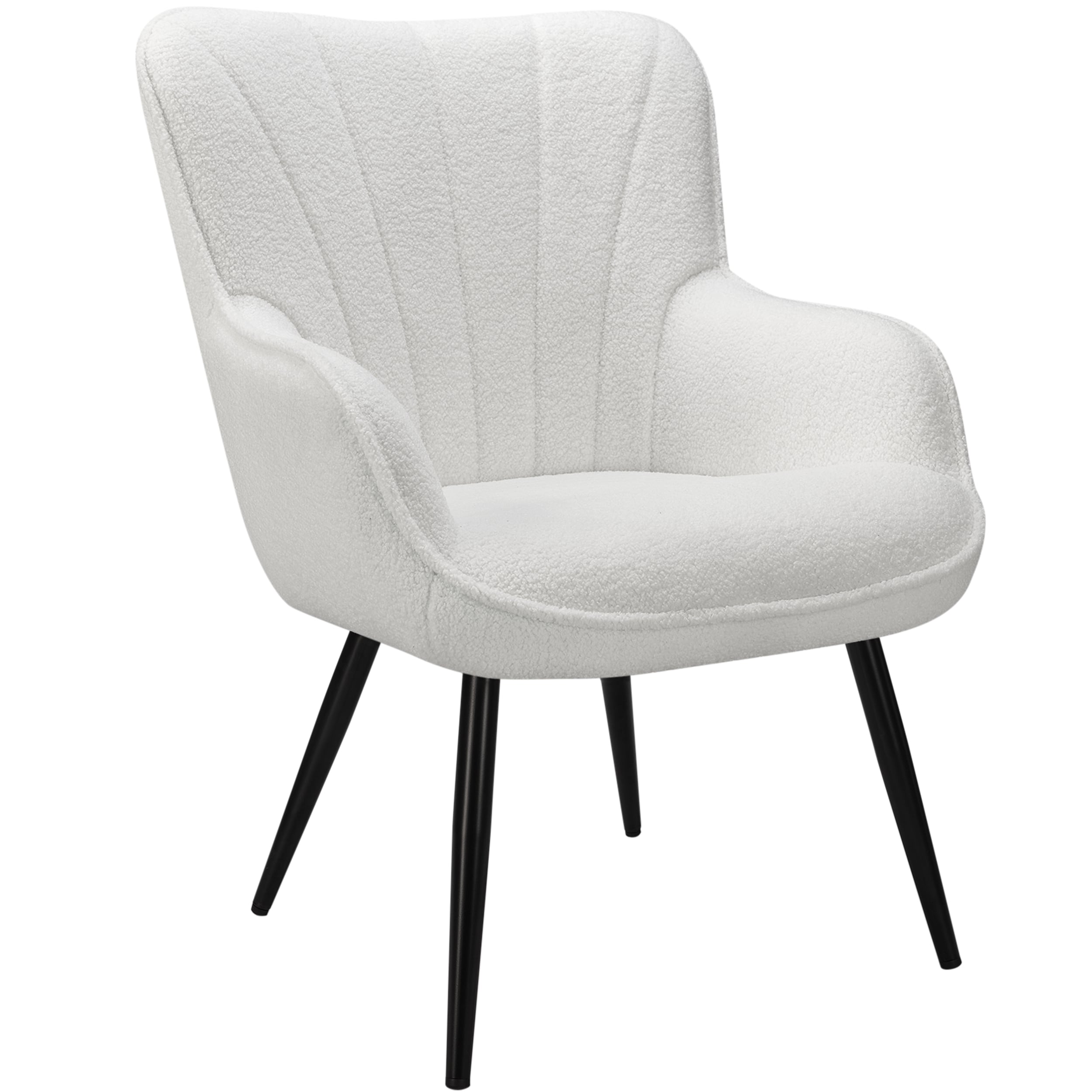 prilinex 36263505 Modern White Boucle Wingback Chair