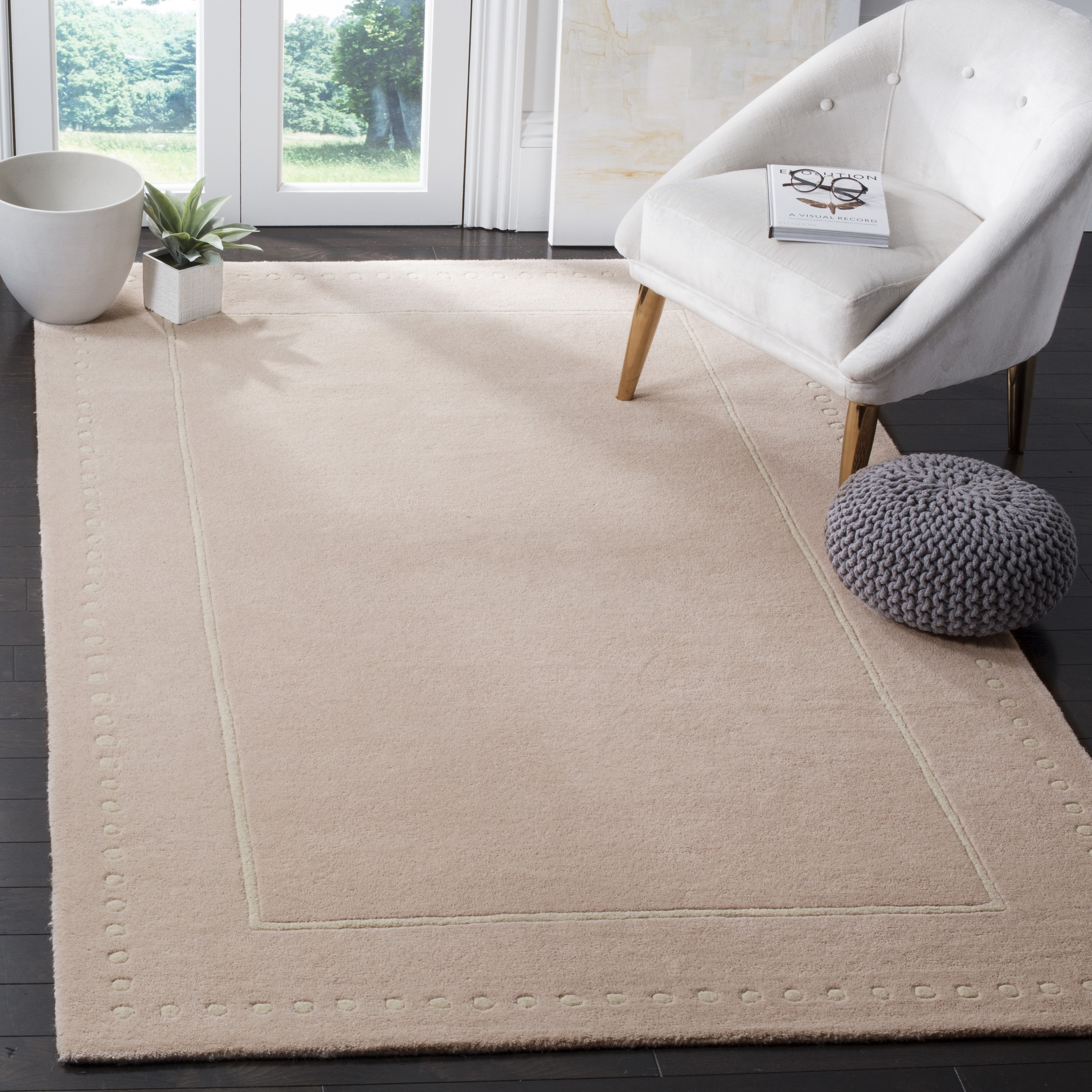 Safavieh BEL151M-8 Bella Huon 8 x 10 (ft) Tufted Wool Light Pink/Ivory Rectangular Indoor Border Farmhouse/Cottage Area rug
