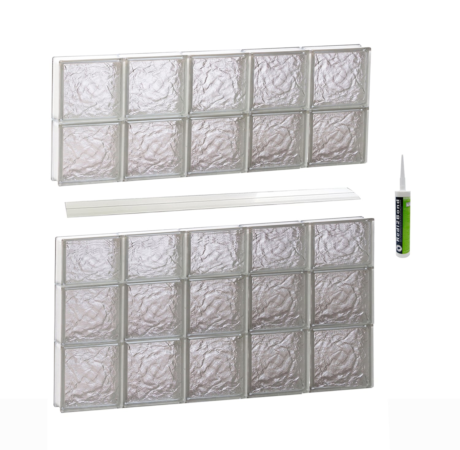 REDI2SET S4038IS Ice Glass 38-3/4-in x 36-3/4-in Frameless Replacement Glass Block Window