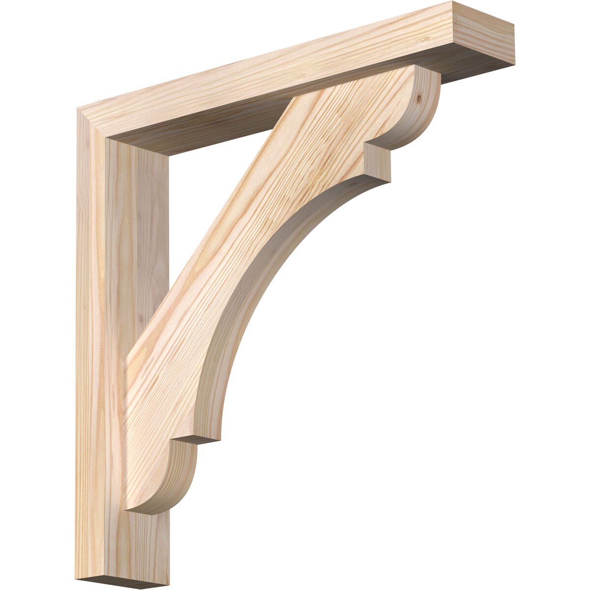 Ekena Millwork 1463712 Olympic Block Smooth Bracket with Offset Brace 3-1/2-in x 18-in x 18-in Douglas fir Brown Wood Standard bracket