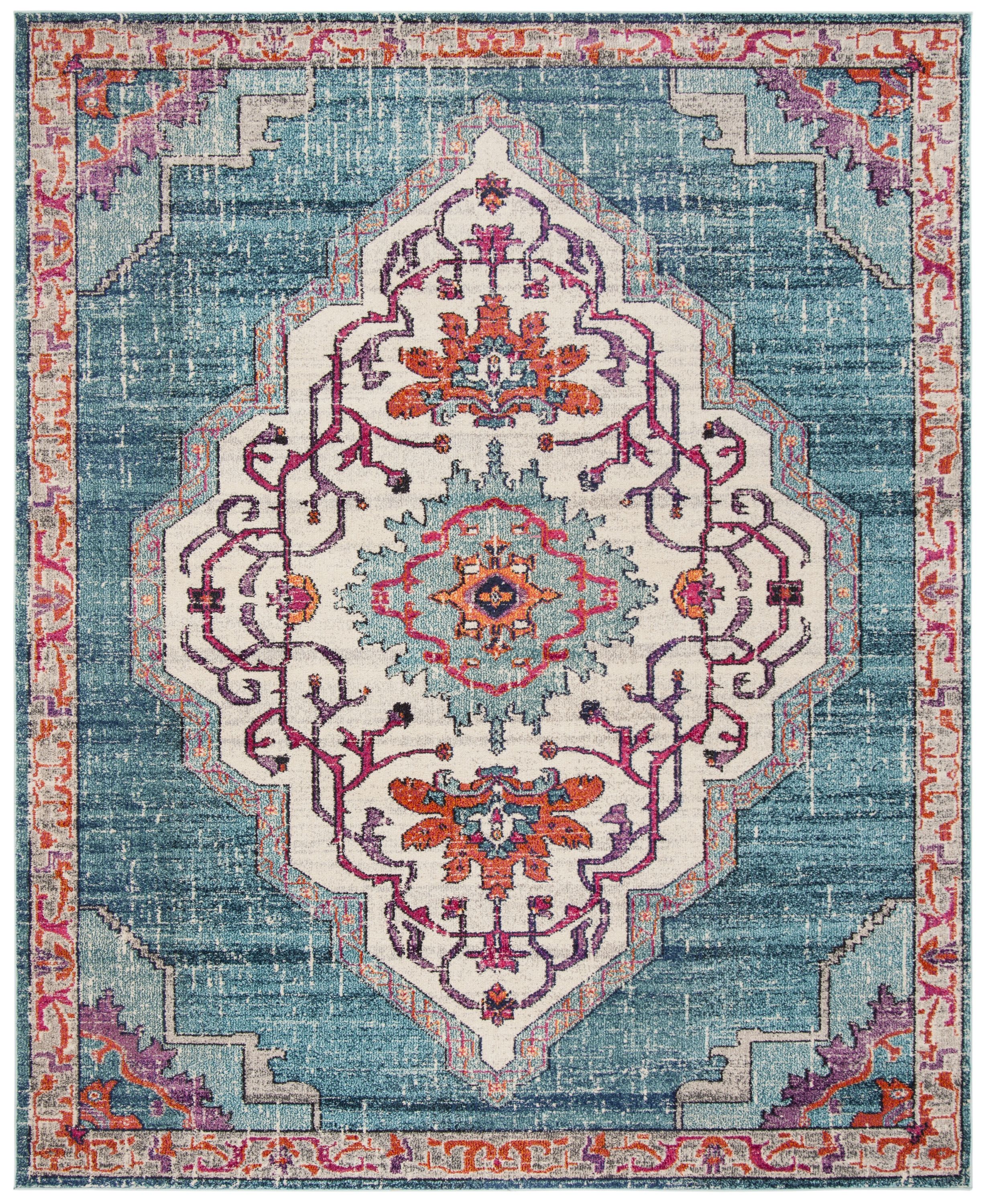 Safavieh MNC254J-810 Monaco Celeste 8 x 10 (ft) Loomed Polypropylene Blue/Multi Rectangular Indoor Distressed/Overdyed Bohemian/Eclectic Area rug