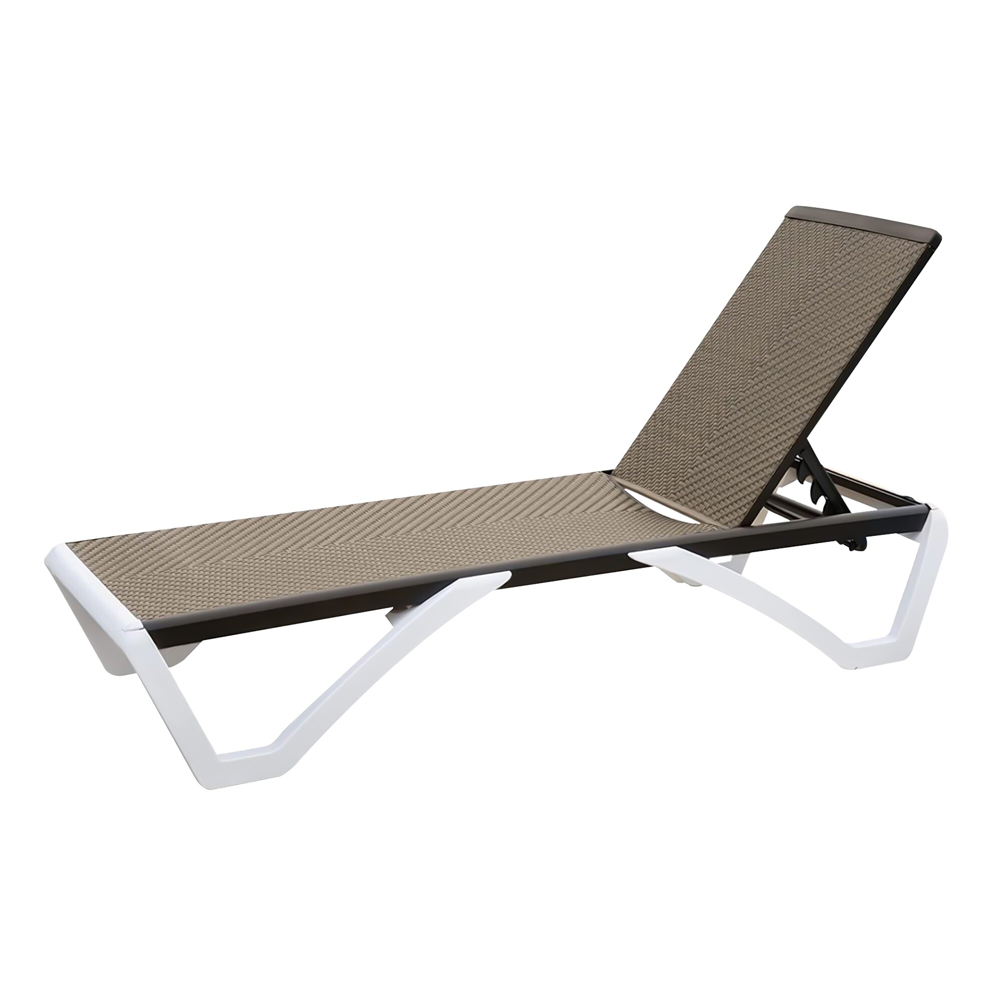 WELLFOR Rattan Stackable White Aluminum Frame Stationary Chaise Lounge