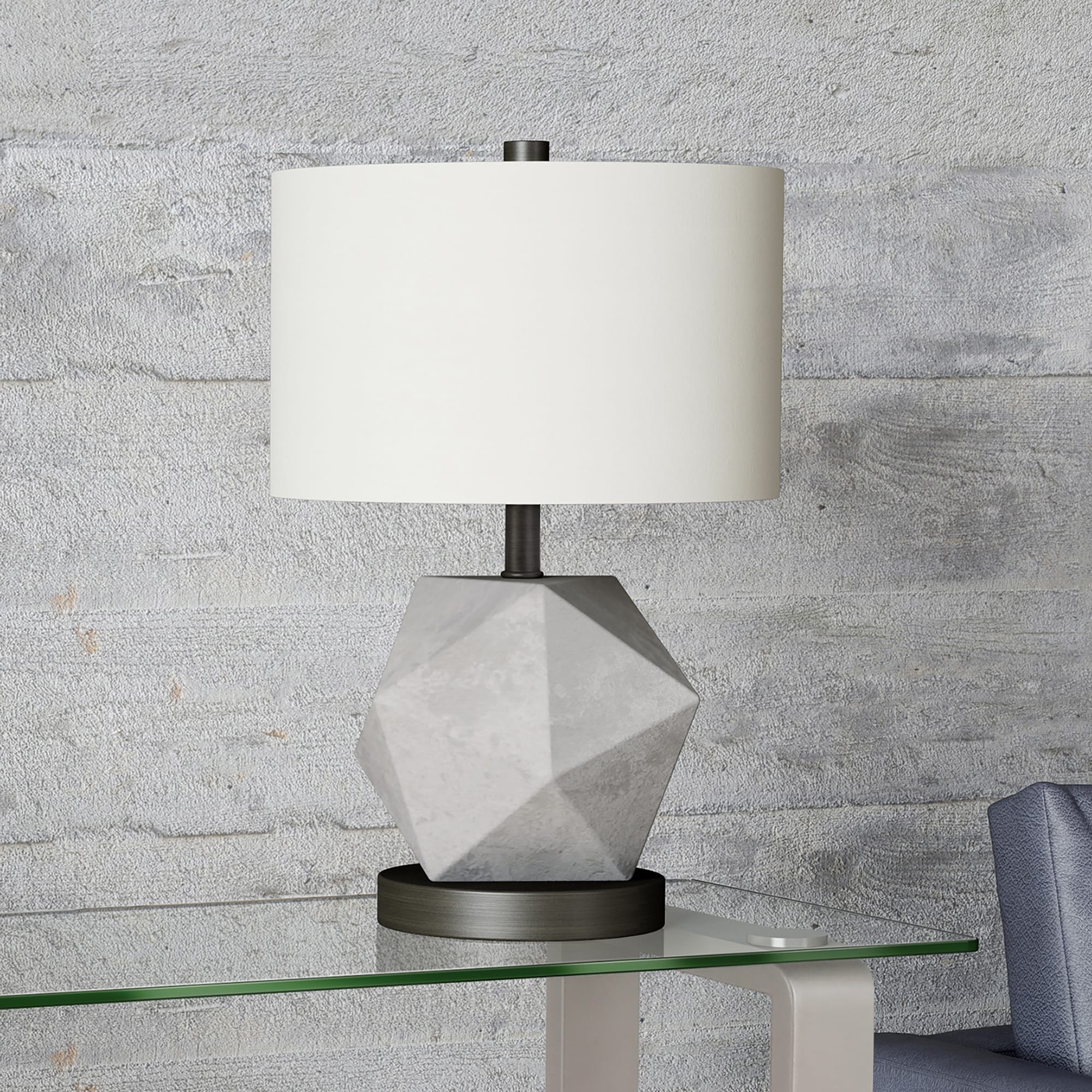Hailey Home TL0003 Kore 195-in Concrete Rotary Socket Table Lamp with Fabric Shade