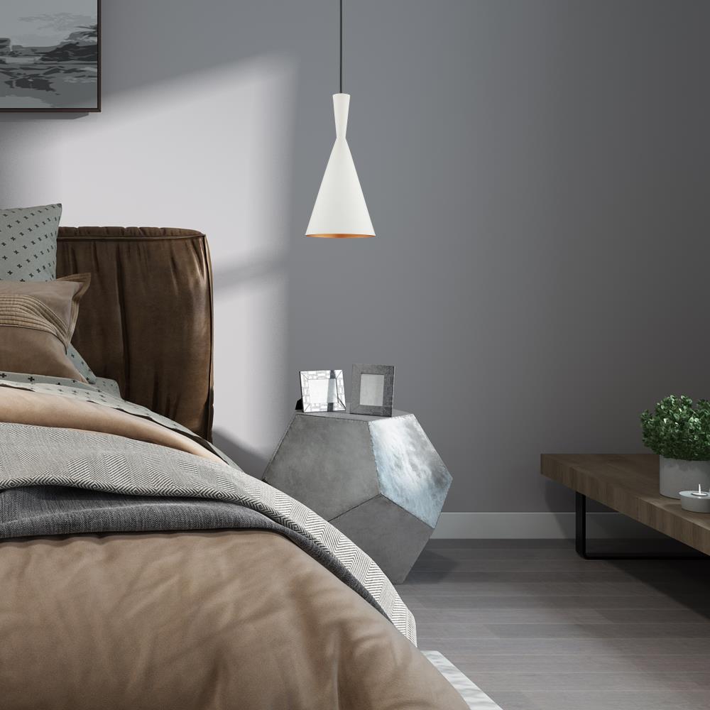 Mini Dual-Cone Pendant Light in White with Gold Interior Finish
