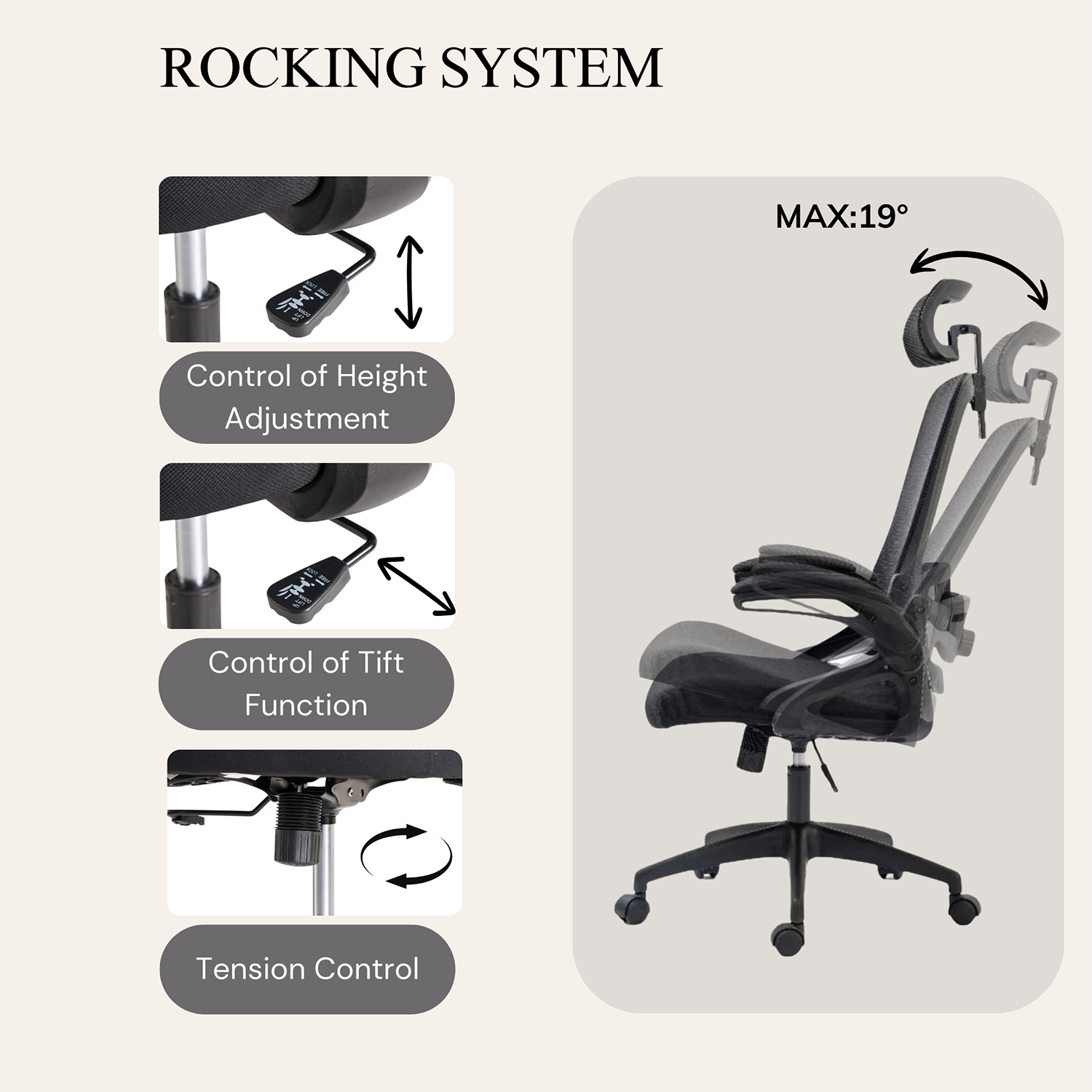 BRTHORY Office Chair Height-Adjustable Ergonomic Desk Chair with Lumbar Support, Breathable Mesh Computer Chair High Back Swivel