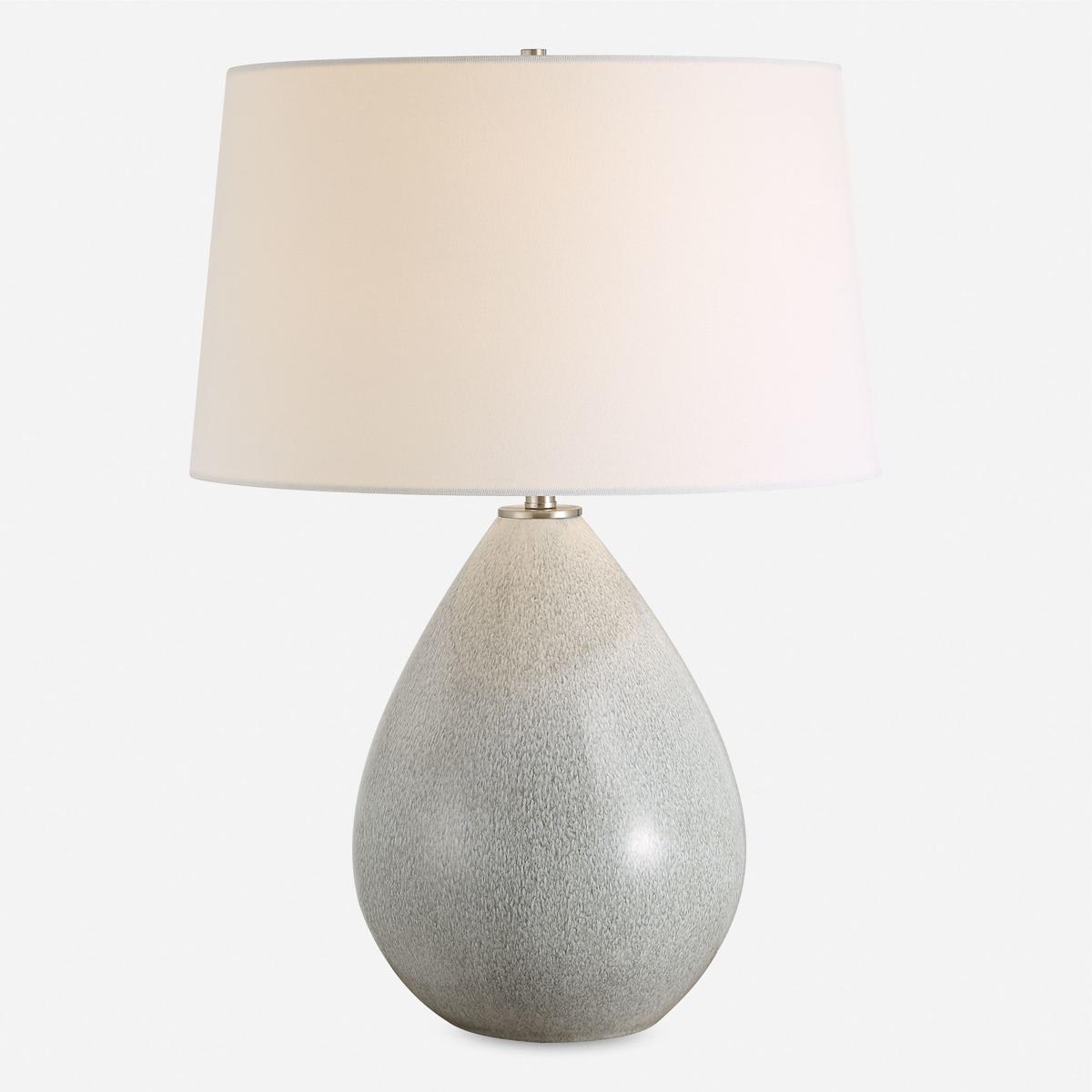 Uttermost 2786982 30432 Moray Table Lamp Mushroom Gray Drip Glaze and Brushed Nickel