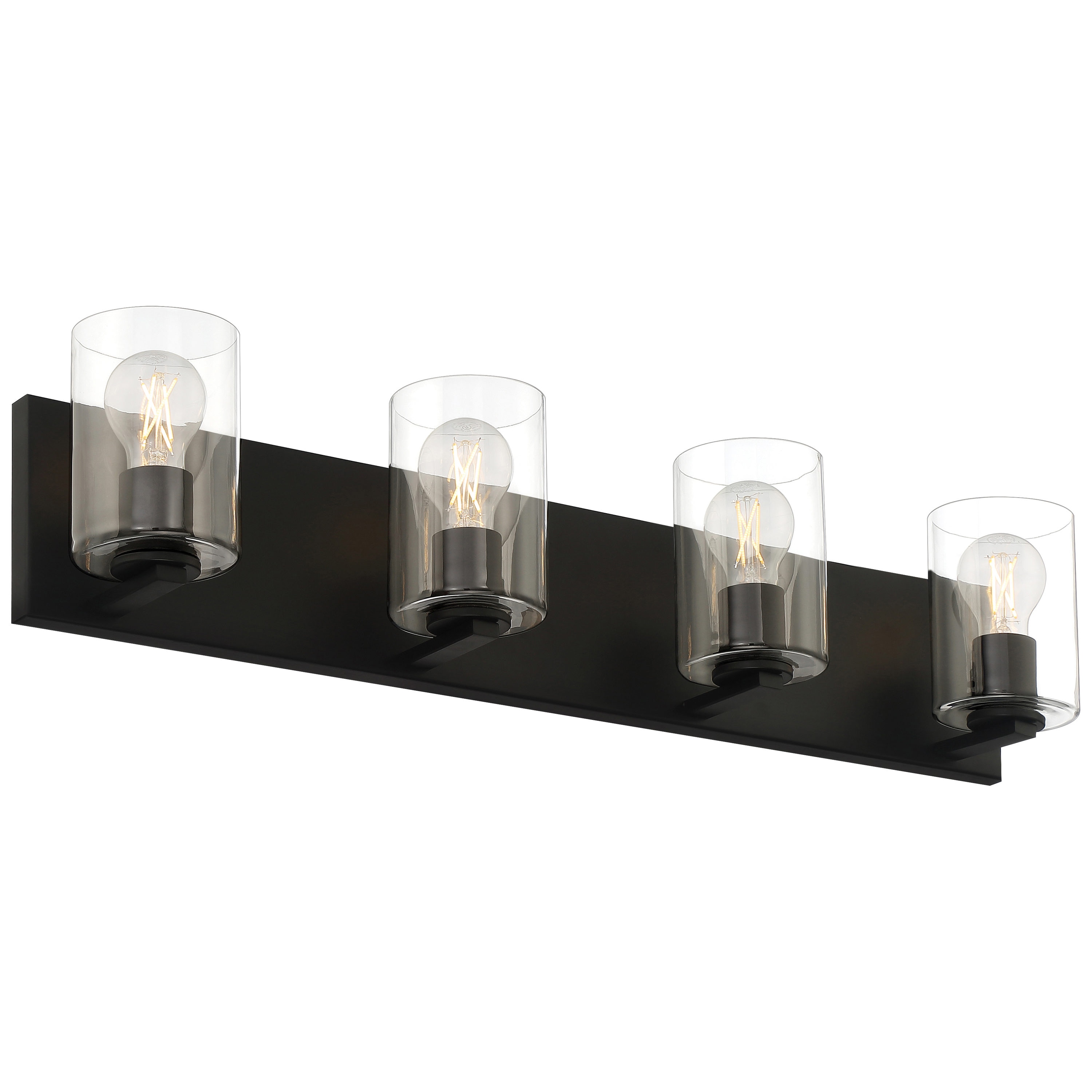 Oslo Matte Black 30" LED Vanity Light with Clear Glass Shades