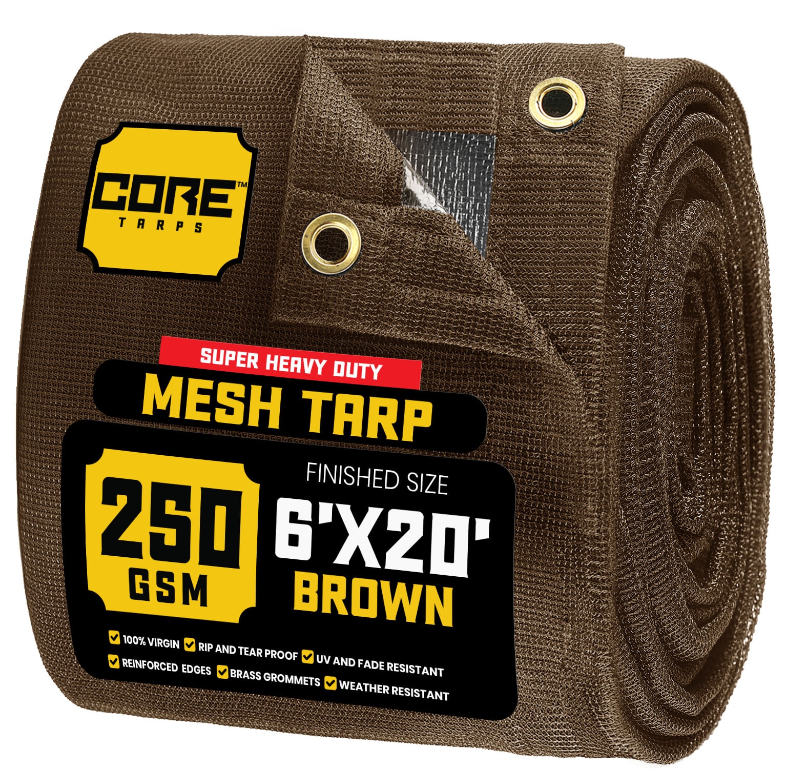 Core Tarps CT-802-6X20 6-ft x 20-ft Brown Commercial Polyethylene