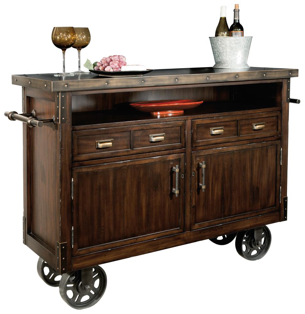 Wine cabinet and bar 56.25-in x 40.25-in Hickory Brown Rectangle Bar Cabinet | - Howard Miller 695146