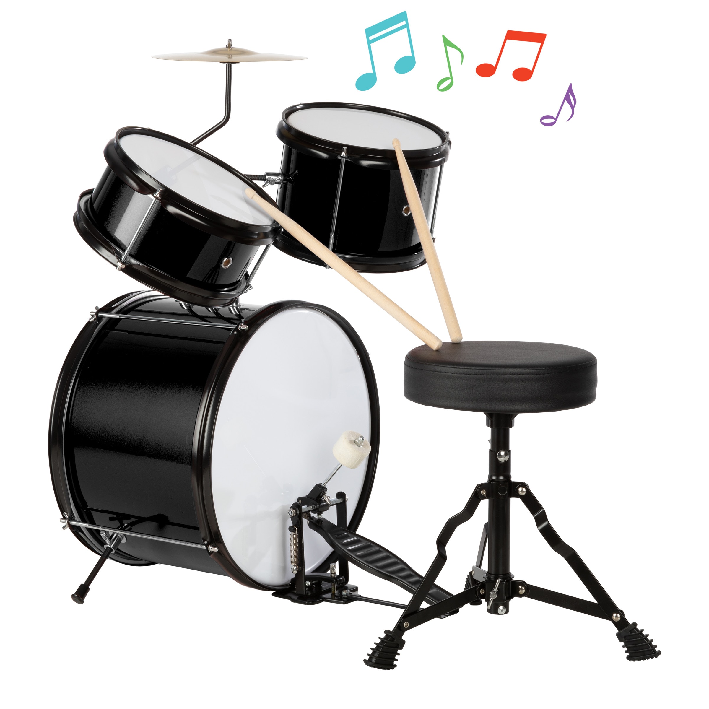 Hey! Play! Hey Play Kids Drum Set with Throne Stool (Black)