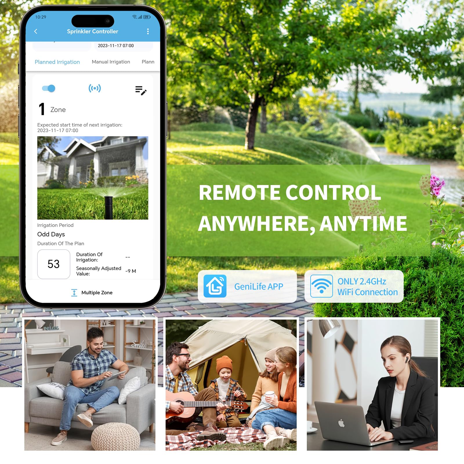 Anqtovp 8 Zones WiFi Smart Sprinkler Controller with Custom Watering ...
