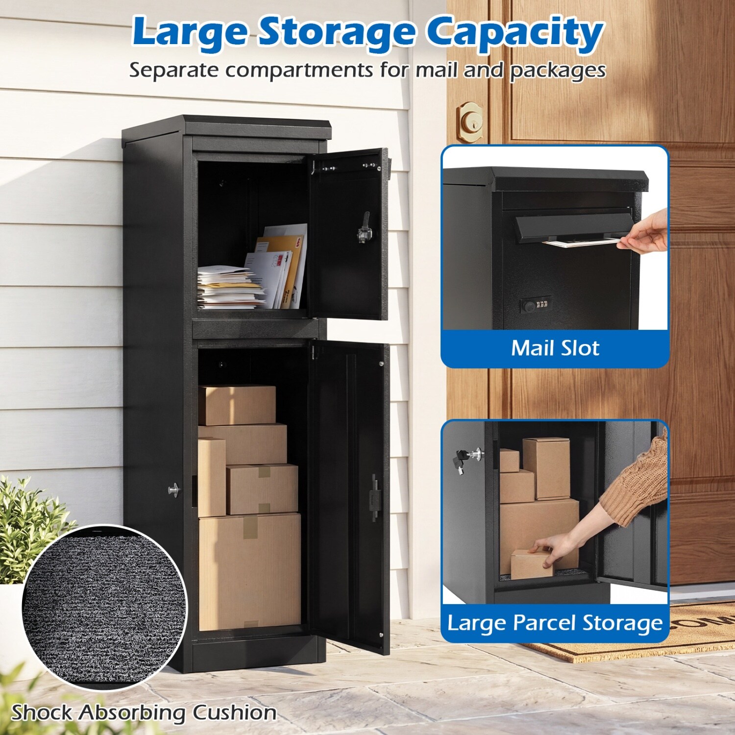 Volenca 12-in W x 43-in H Black Metal Parcel Drop Box with Coded