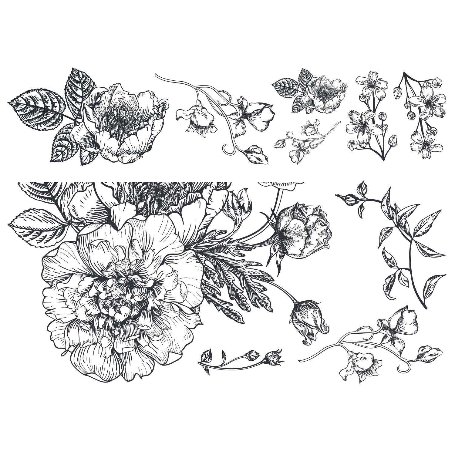 RoomMates RMK3865GM 38.8-Inches W x 26-Inches H Self-adhesive Black Floral Wall Decal