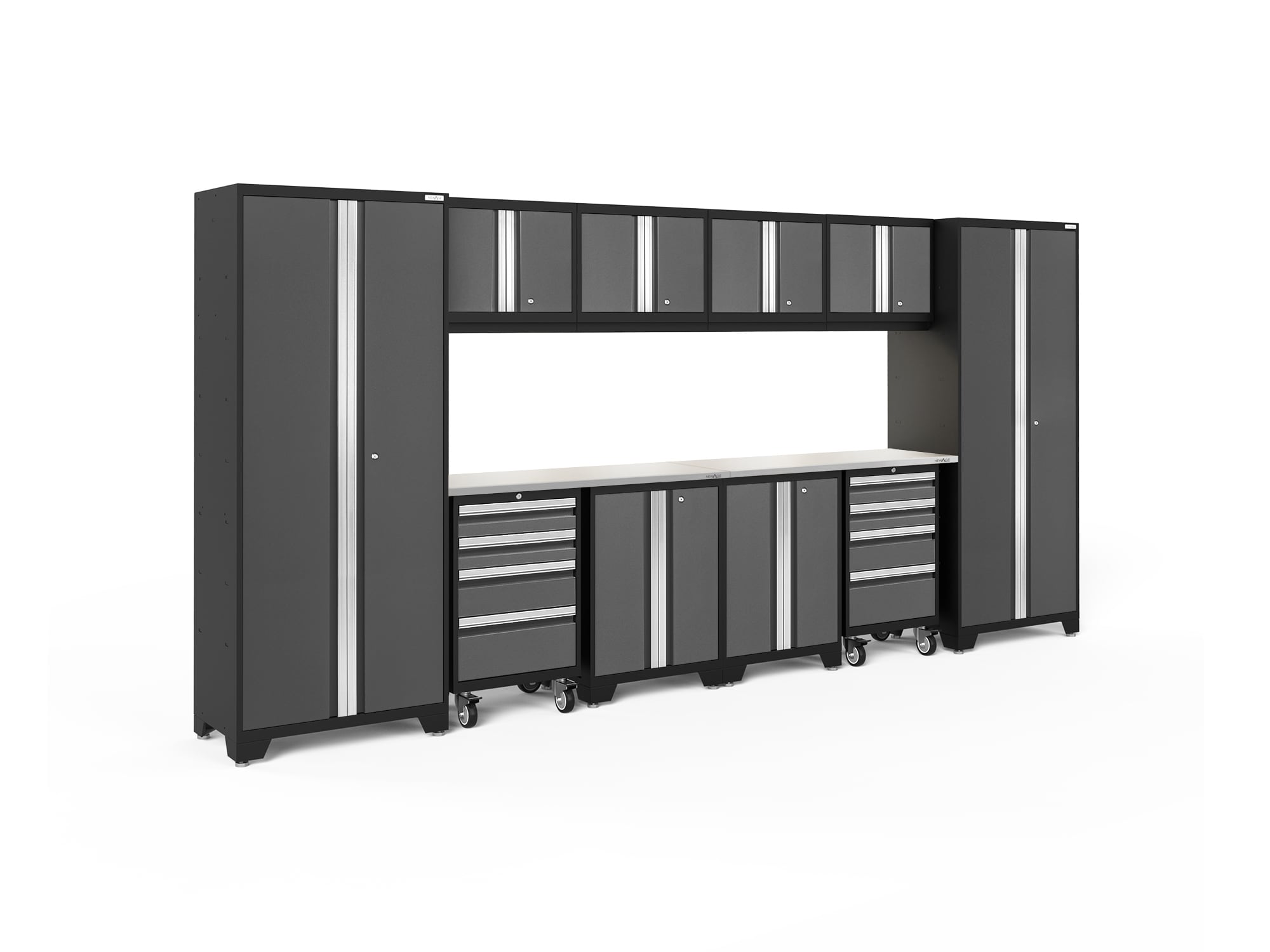 NewAge Products 50433 156.0-in W x 76.75-in H x 18.0-in D 10 -Cabinets Steel Charcoal Gray Garage Storage System