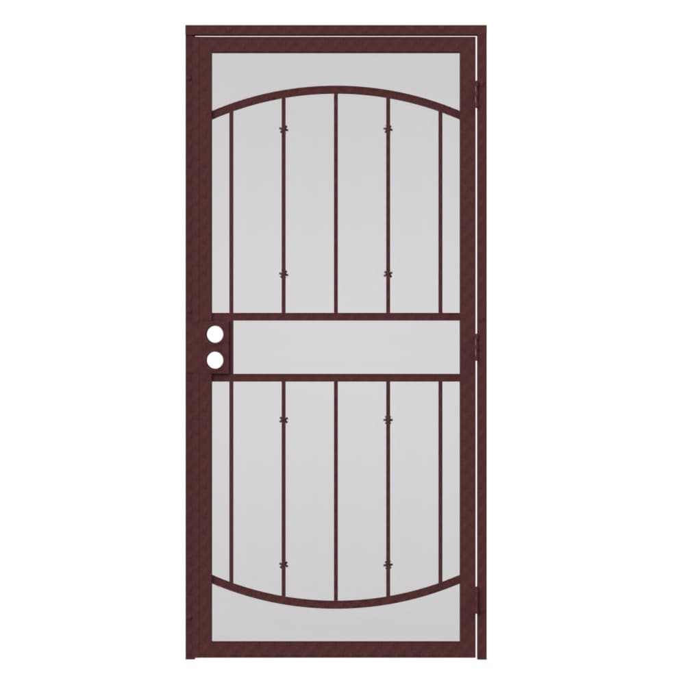 Gibraltar 36-in x 81-in Bronze Steel Surface Mount Security Door with Brown Screen | - RELIABILT 91823822-RB