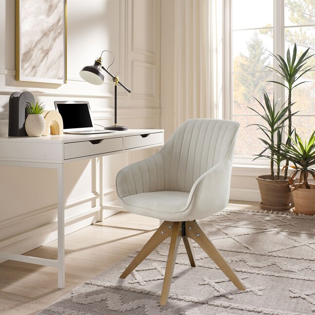 Swivel Accent Desk Chair, White Wooden Desk Chair Without Wheels