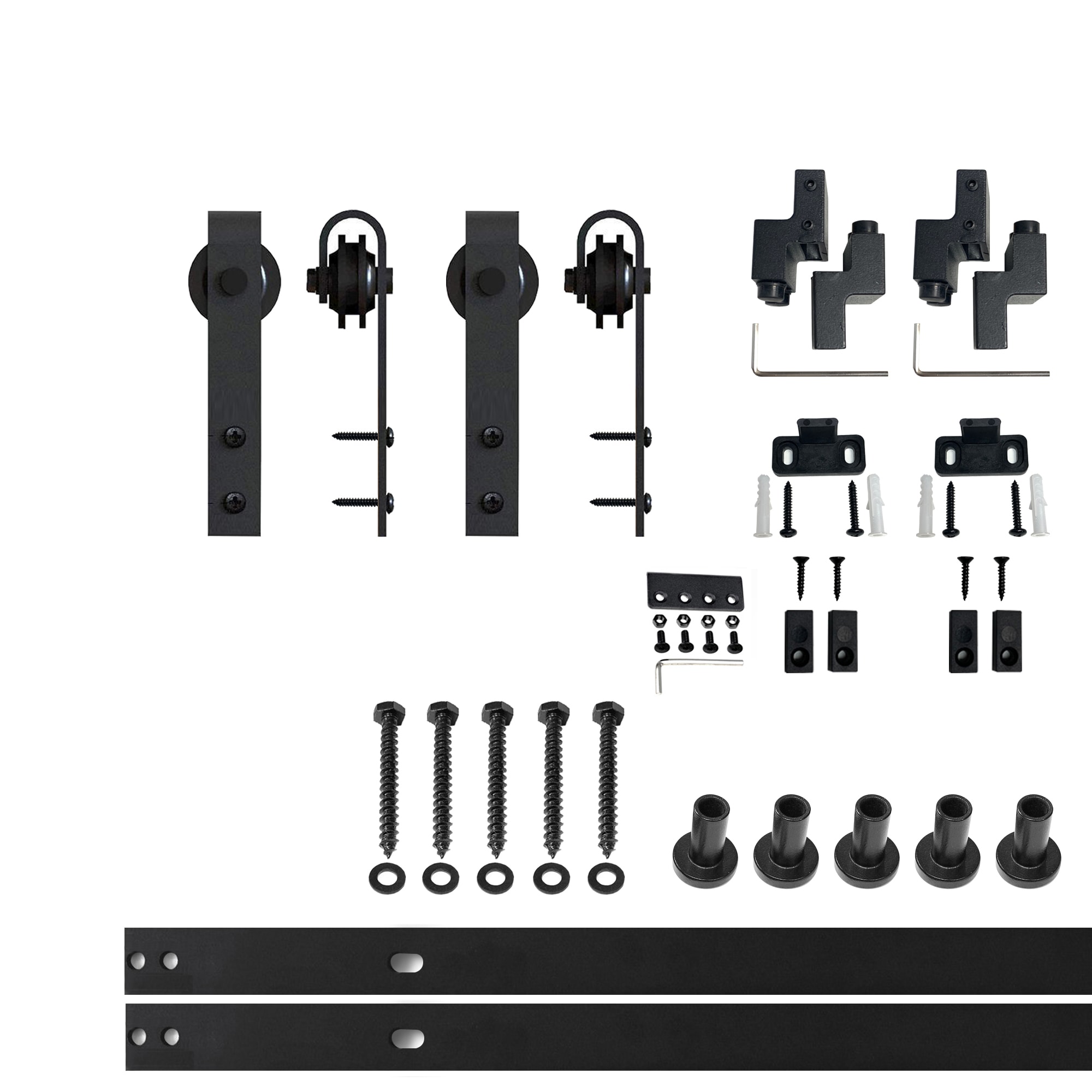 HOMACER YT2TGH066M 66-in Rustic black Black Indoor J-strap Single Barn door hardware kit