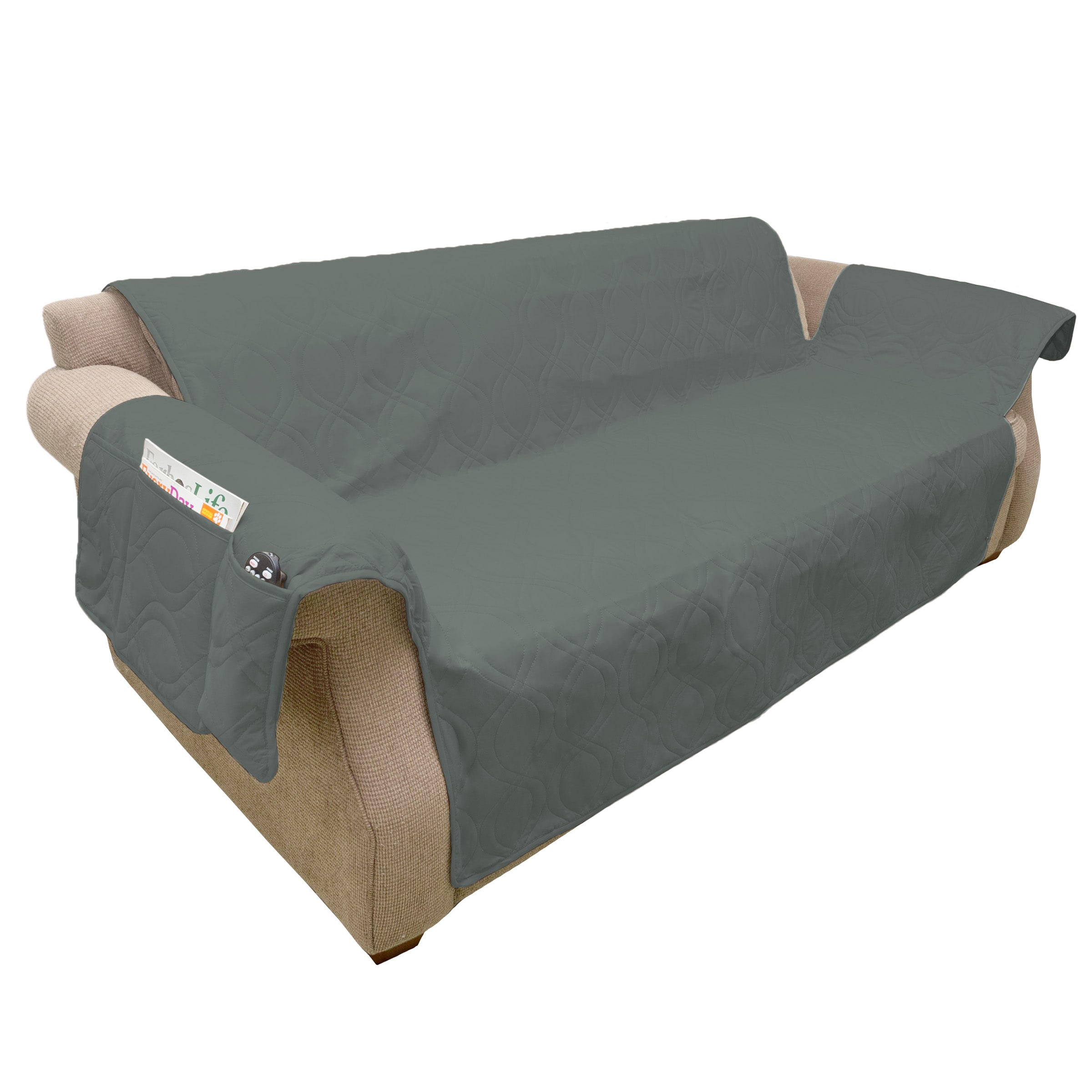 PETMAKER 925546DYD Furniture Covers Gray Microsuede Sofa Slipcover 65.5-Inches W x 23-Inches H x 23-Inches D