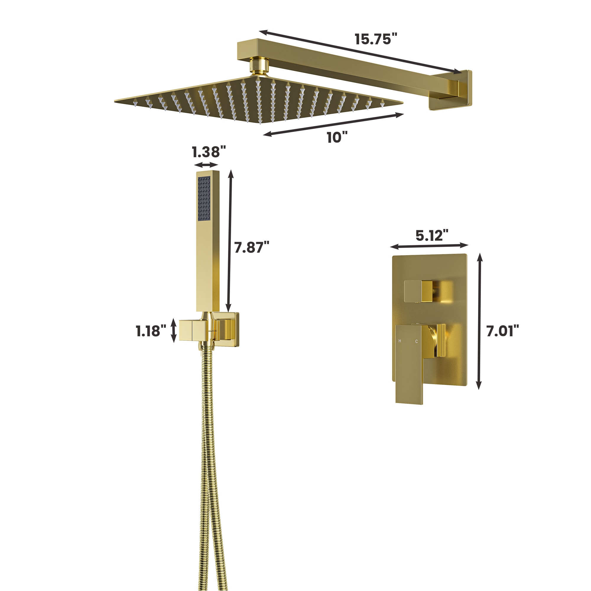 Clihome MS-A3809-10BG Showerhead-Bar-Panels - View #2
