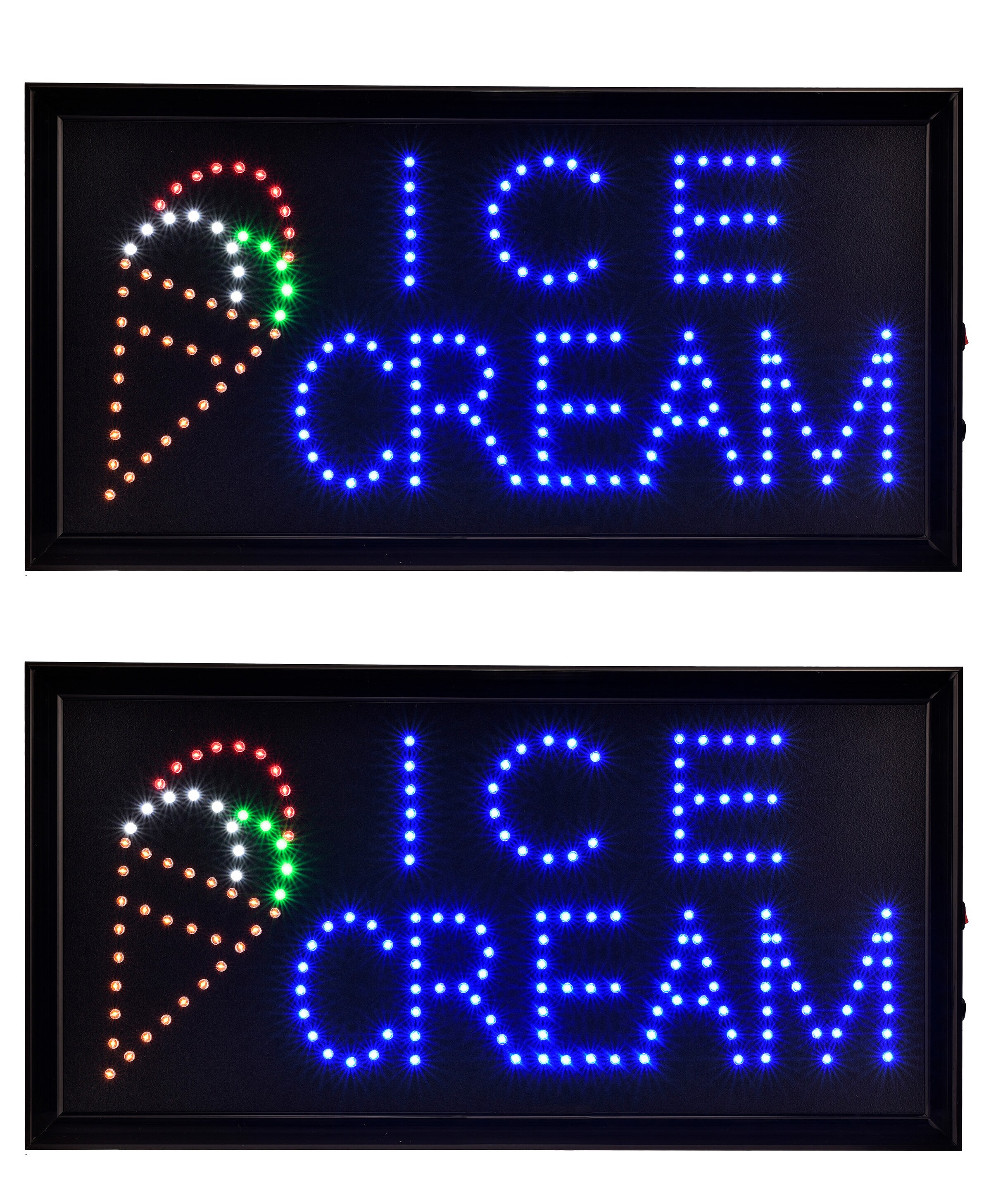 Alpine Industries 497-13-2PK 2-Pack Rectangular Bright Ice Cream Sign 10-Inches Multi-function LED Message board Lighted Sign