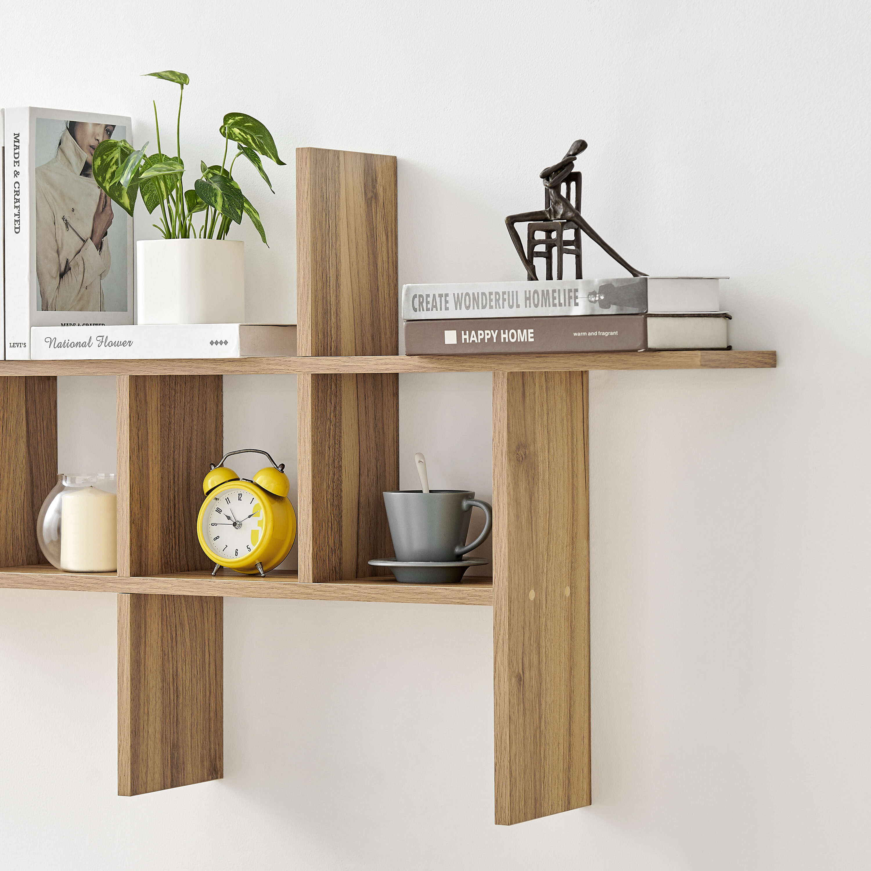 Chestnut Laminated Wood Wall Mounted Shelf 12 in. D x 48 in. L