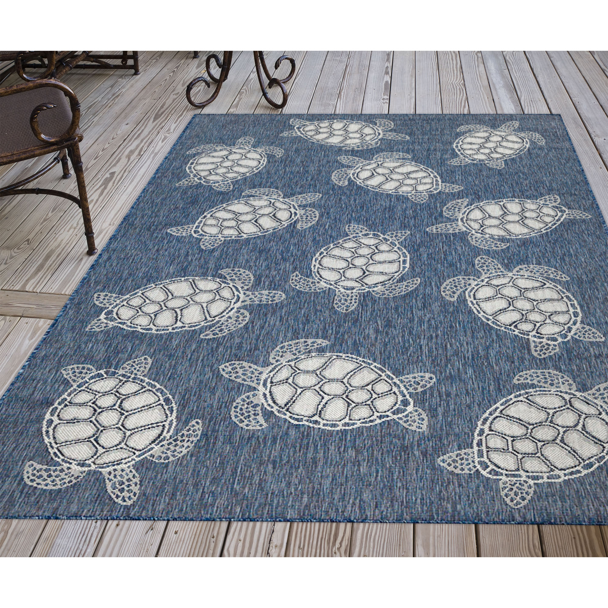 Liora Manne CRE45841333 Carmel 3 x 5 (ft) Polypropylene Navy Rectangular Indoor/Outdoor Coastal Area rug