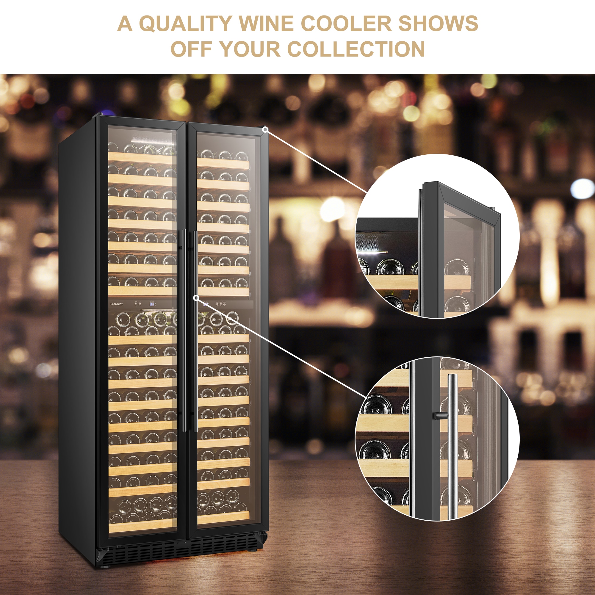 LanboPro Stainless Steel Dual Zone Wine and Beverage Combo Cooler